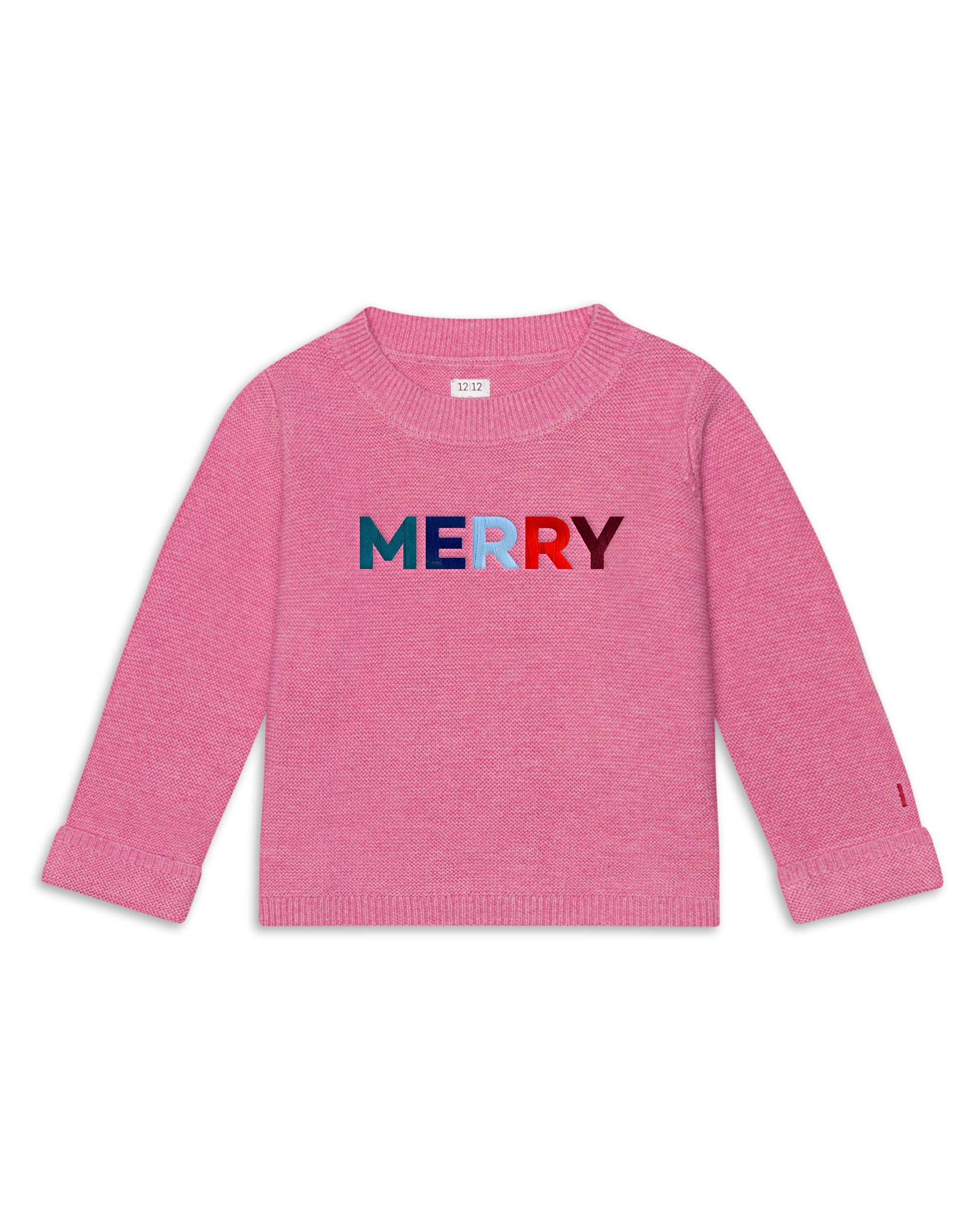The Organic Embroidered Garter Stitch Sweater #color_Malibu Pink MERRY