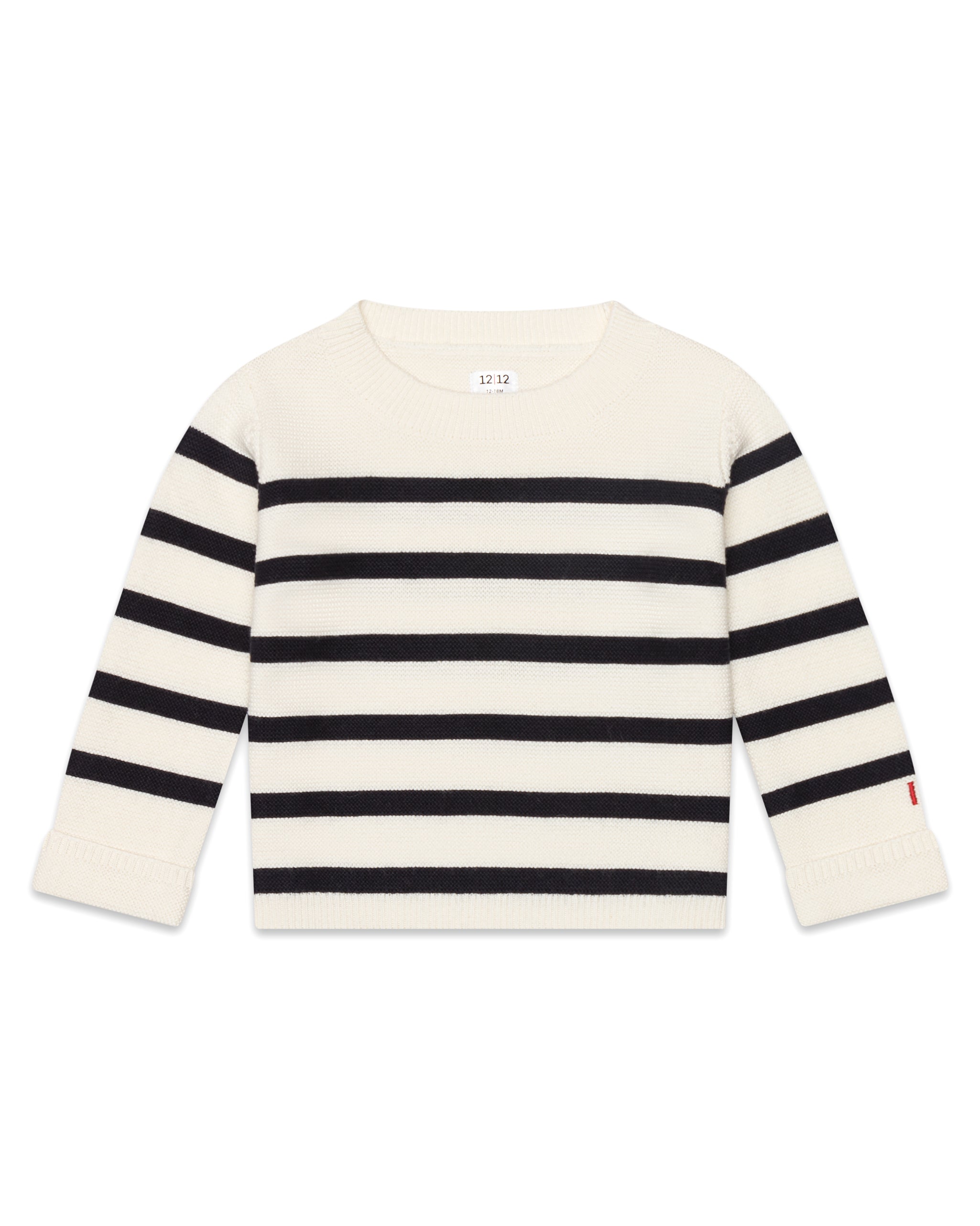 The Organic Garter Stitch Sweater [Cream and Navy Stripe]