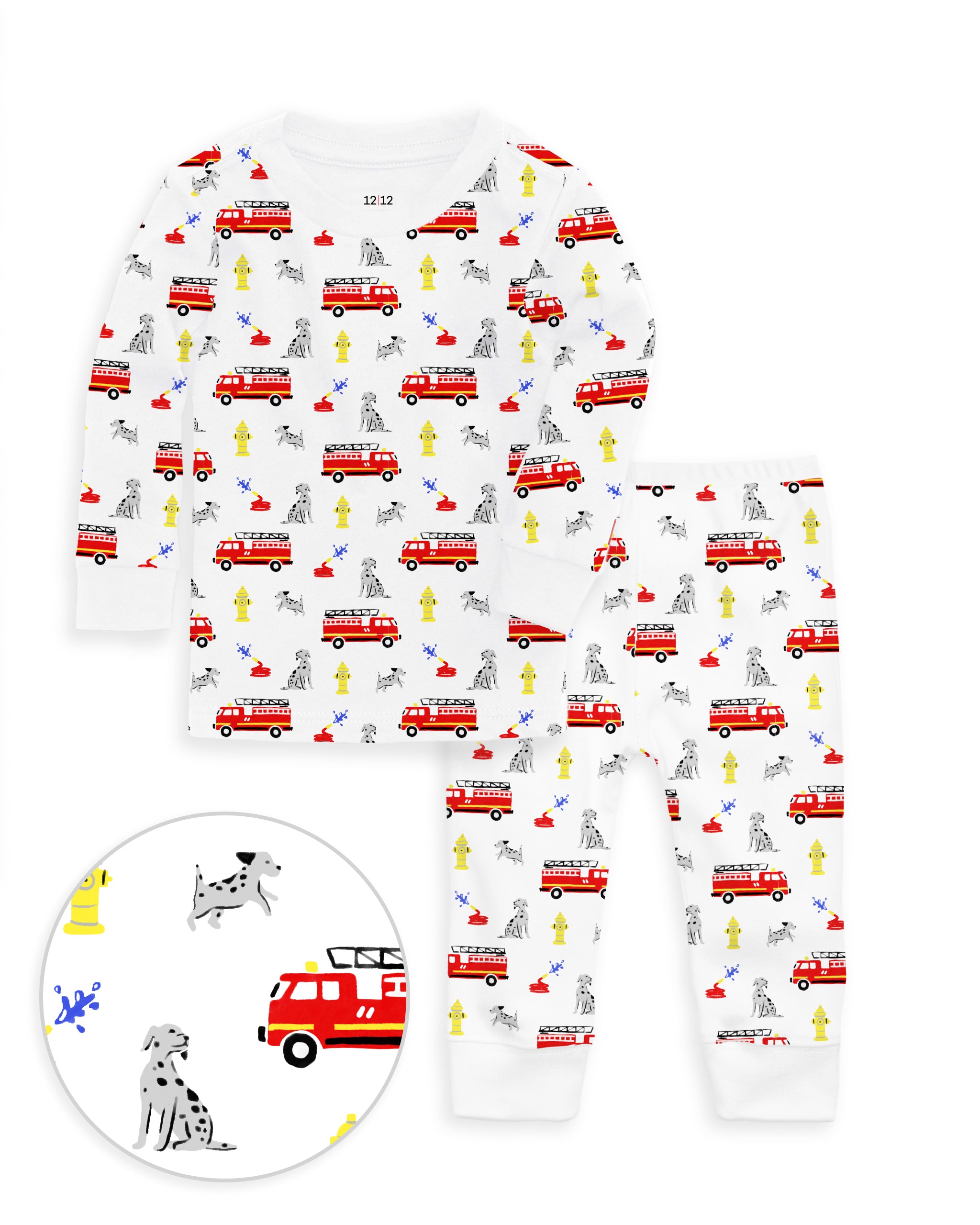 The Organic Long Sleeve Pajama Set Fire Trucks