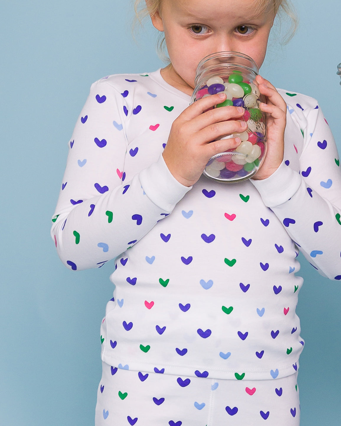 The Organic Long Sleeve Pajama Set [Jelly Bean Hearts]
