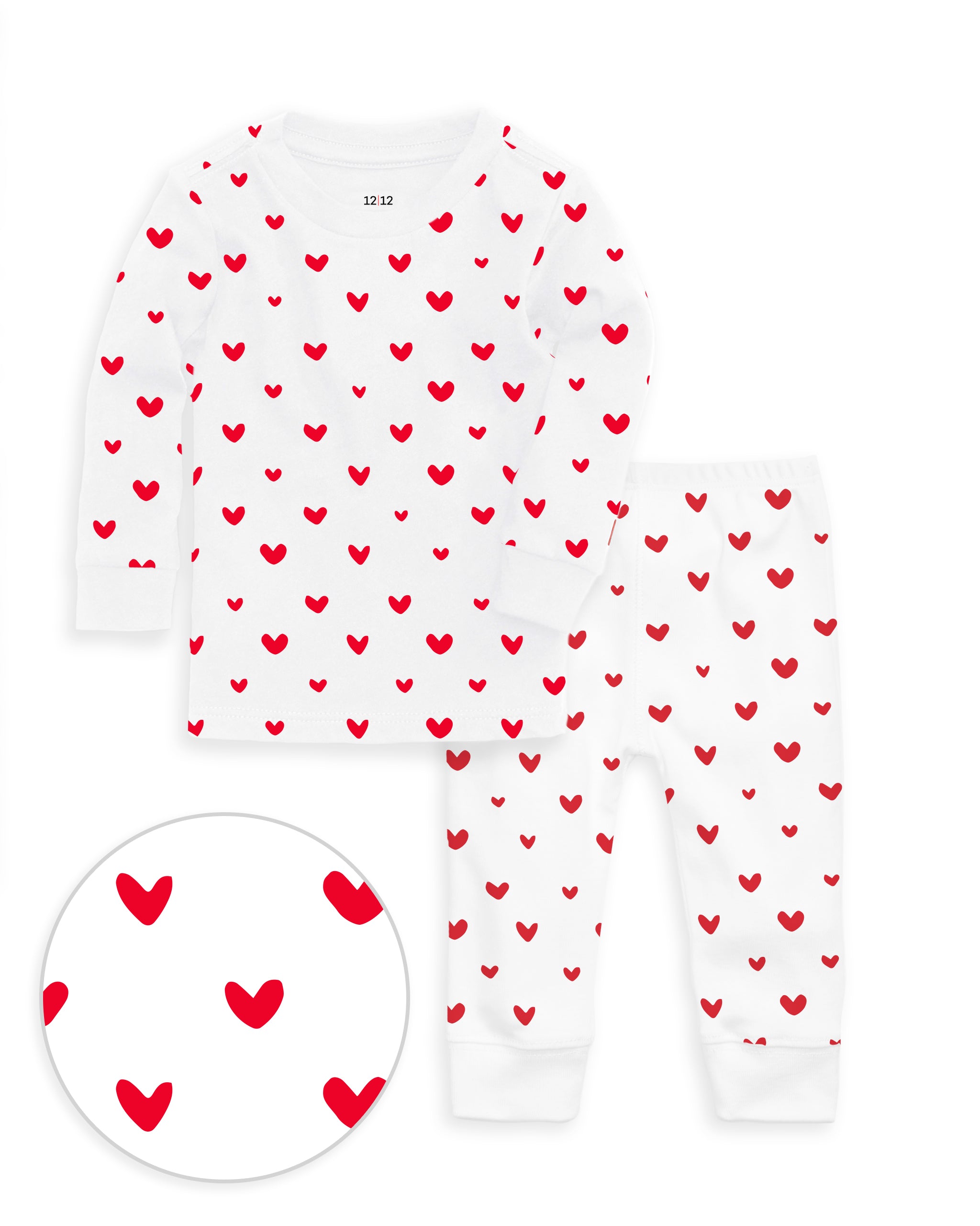 The Organic Long Sleeve Pajama Set [Poppy Jelly Bean Hearts]