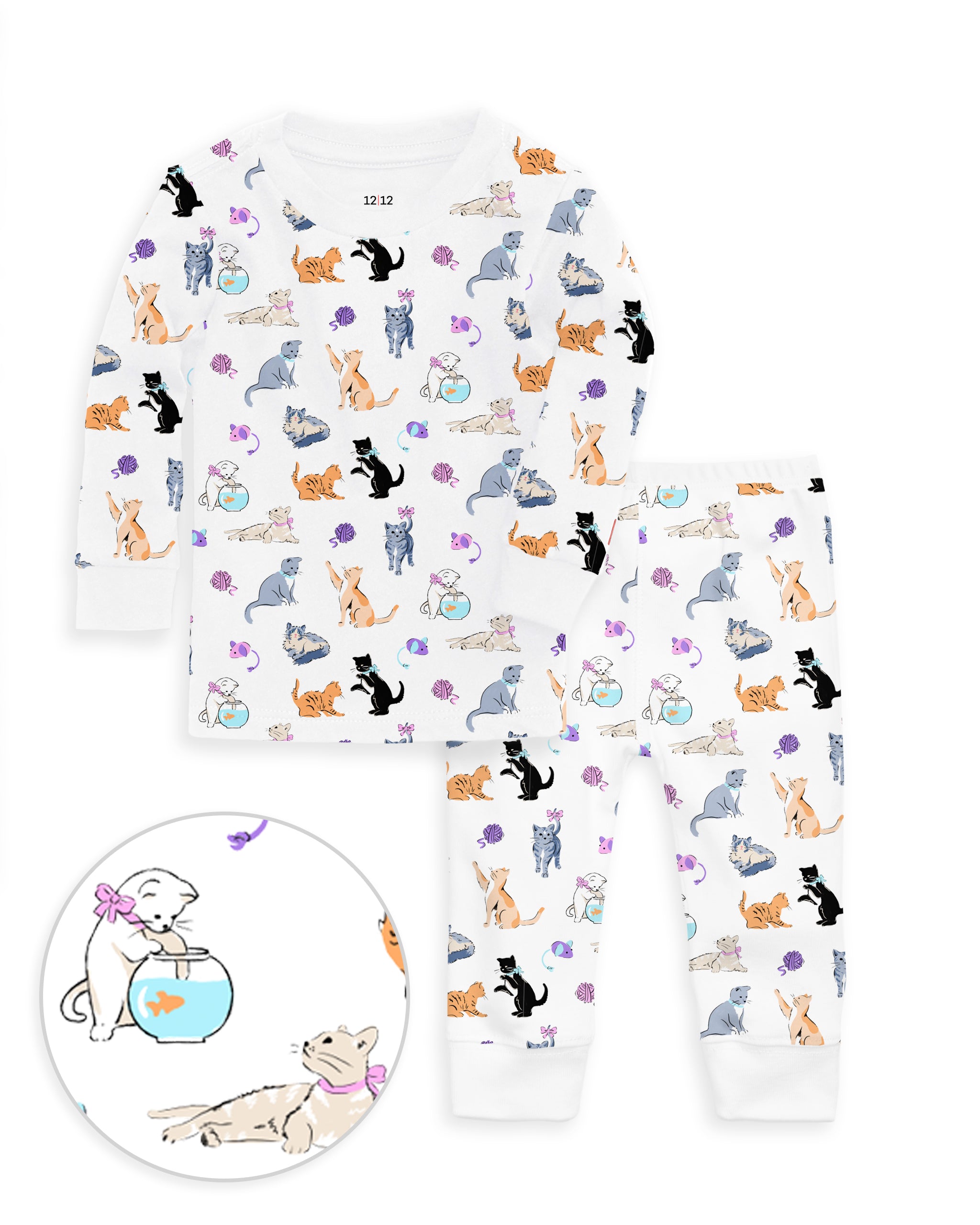 The Organic Long Sleeve Pajama Set Cat Nap