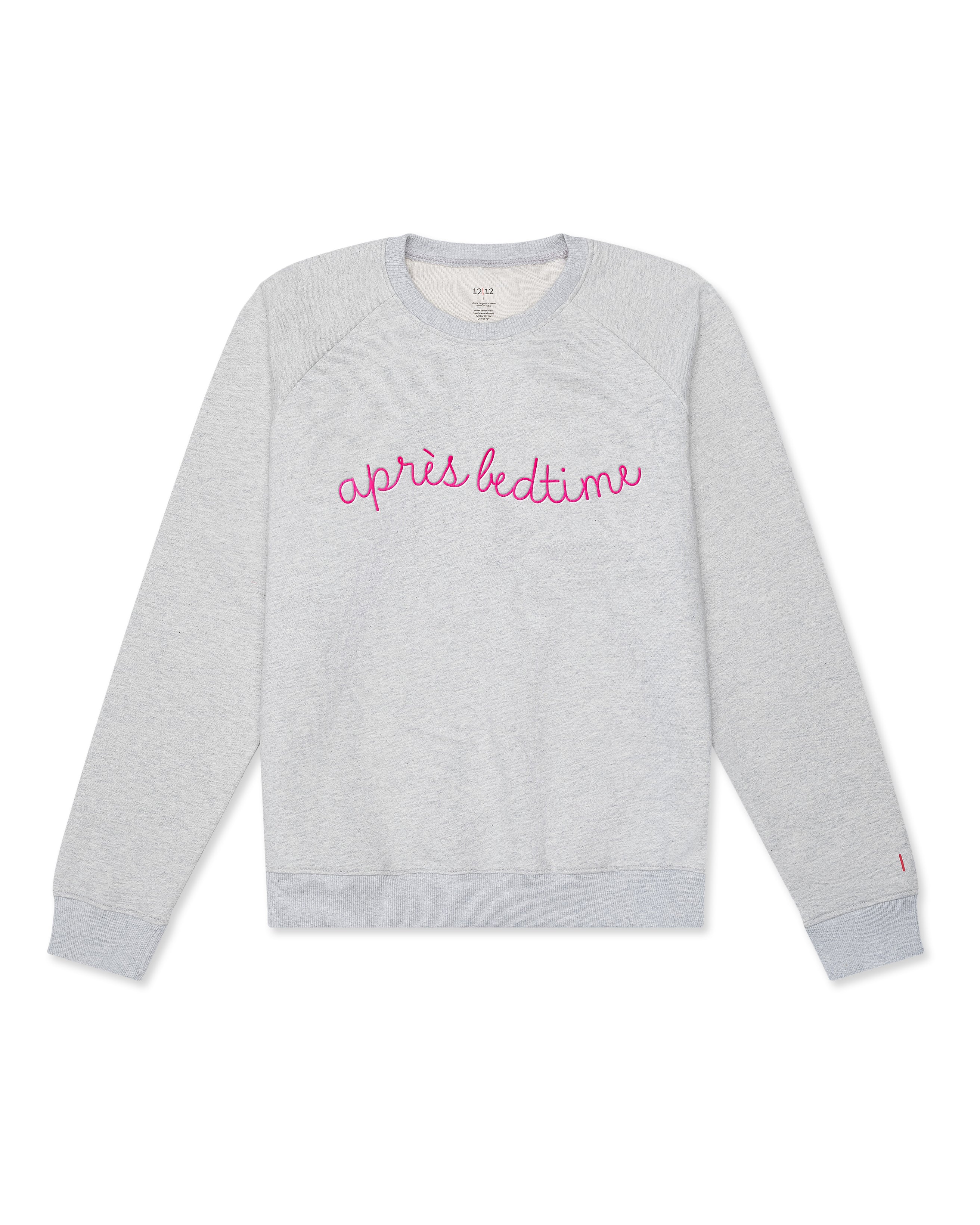 Women's Organic Embroidered Pullover Sweatshirt [Light Heather Grey Apres Bedtime]