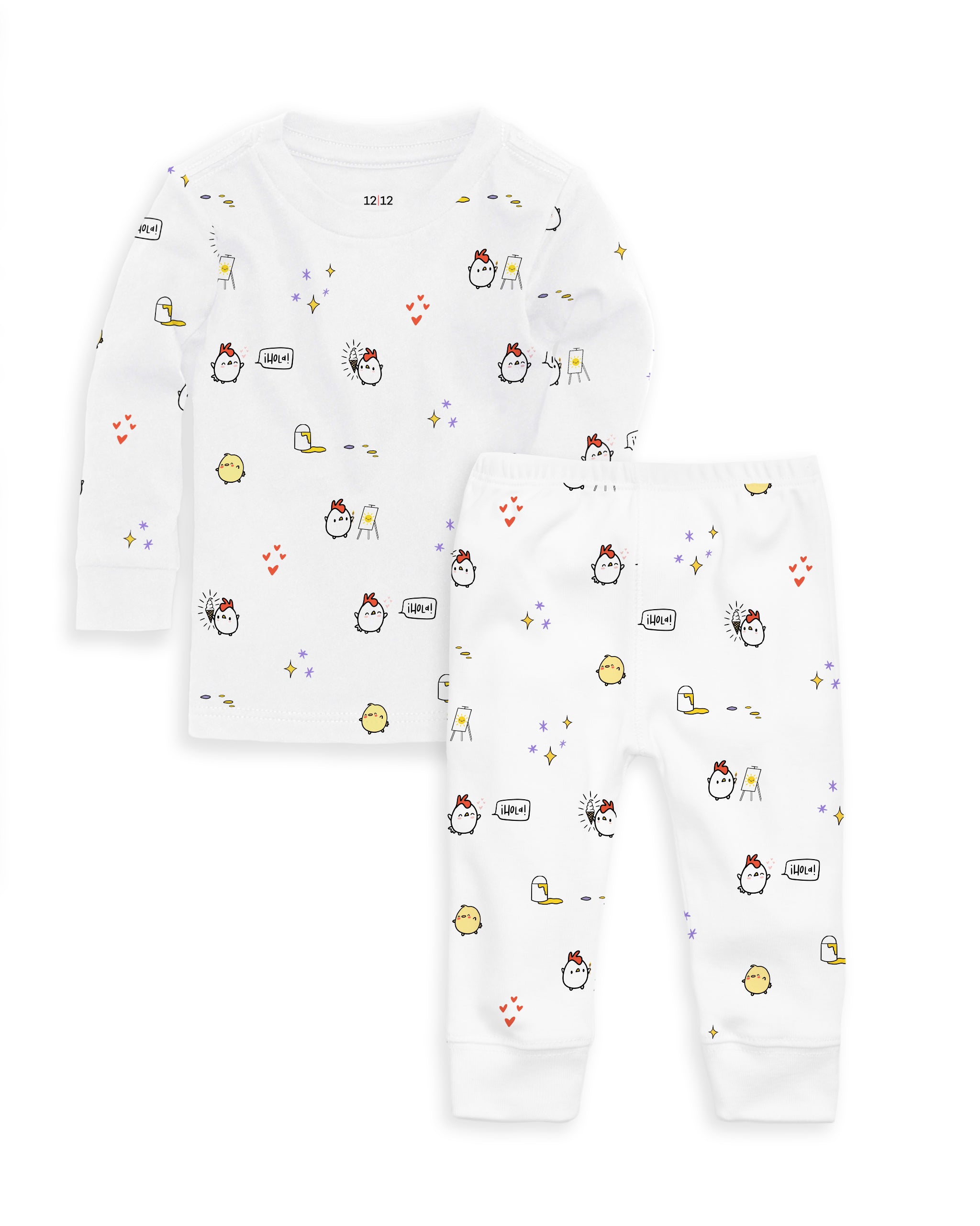 The Organic Long Sleeve Pajama Set Con Pollo Con Pollo #color_Con Pollo