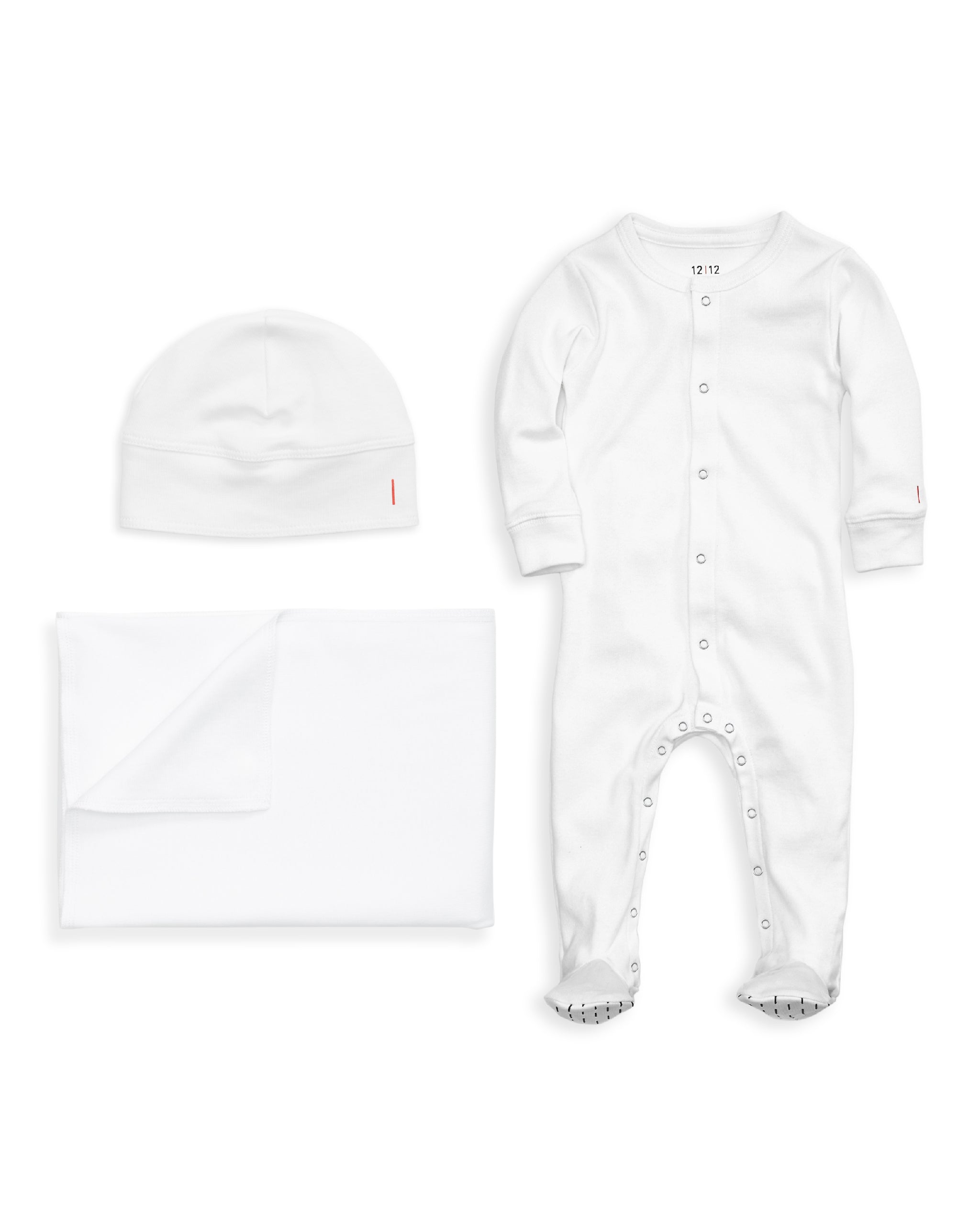 Organic Blanket Footie and Hat Baby Gift Set White #color_White