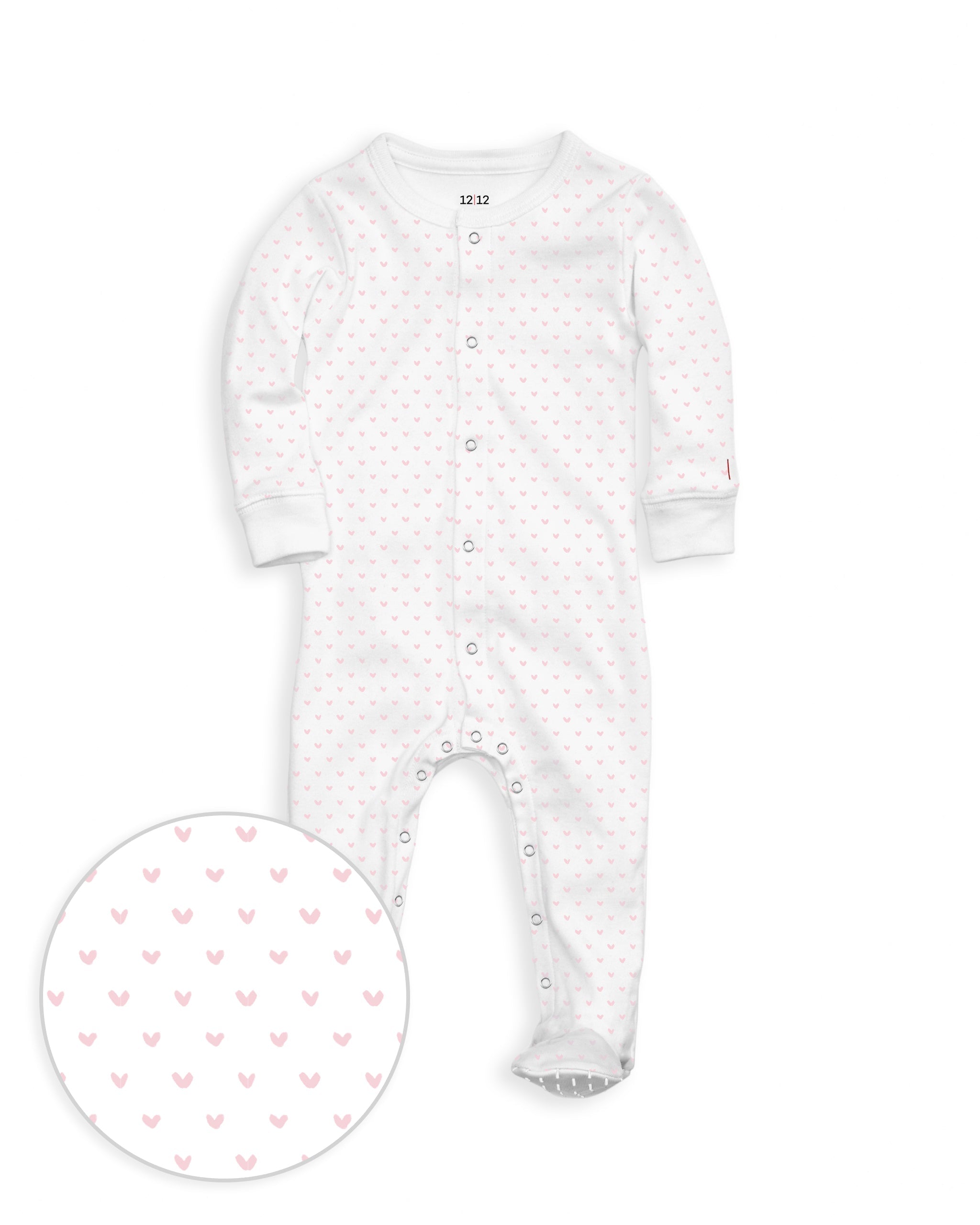 The Organic Snap Footie [Pink Tiny Hearts]