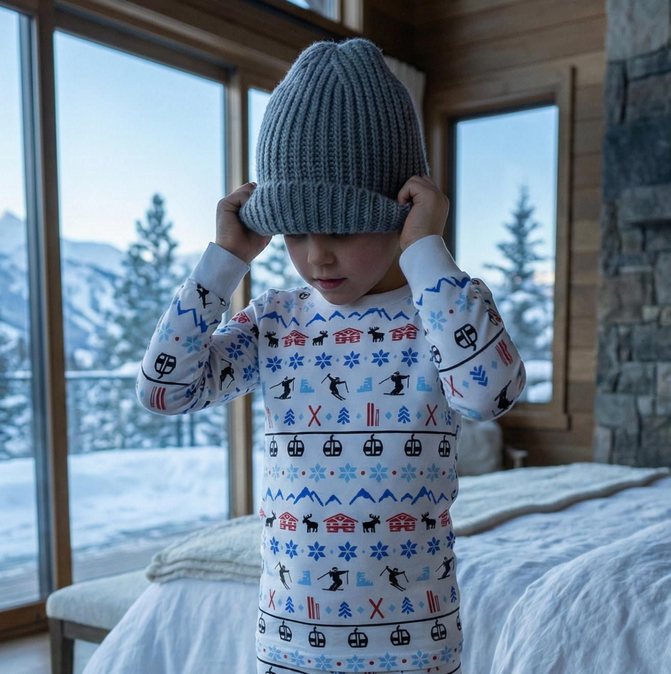 The Organic Long Sleeve Pajama Set [Alpine Ski]