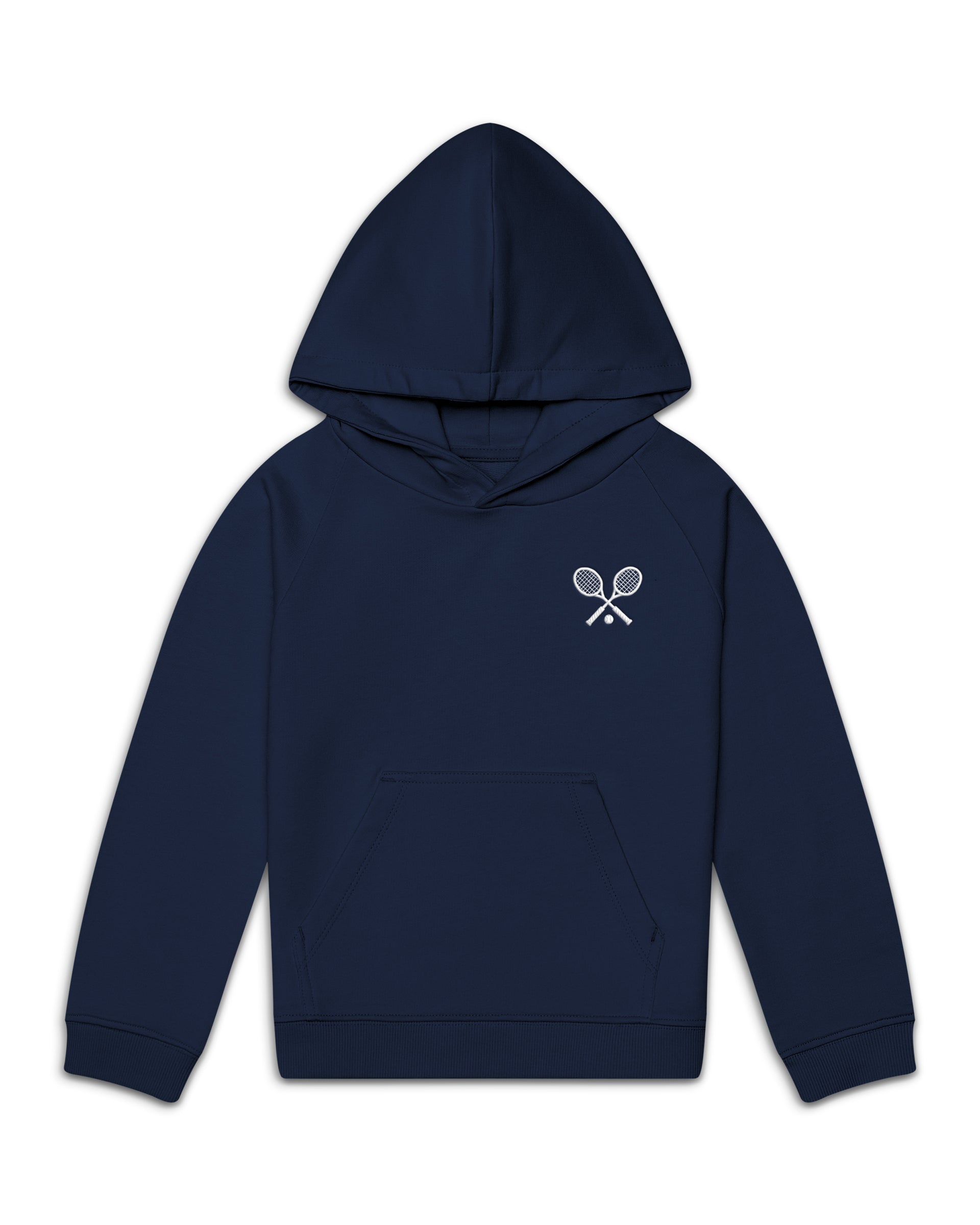 The Organic Embroidered Hoodie Sweatshirt [Navy with White Tennis]
