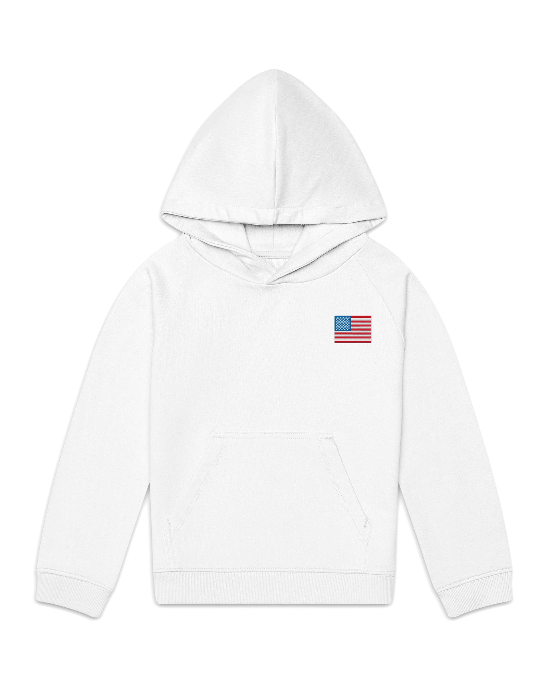 The Organic Hoodie Sweatshirt [White with American Flag]