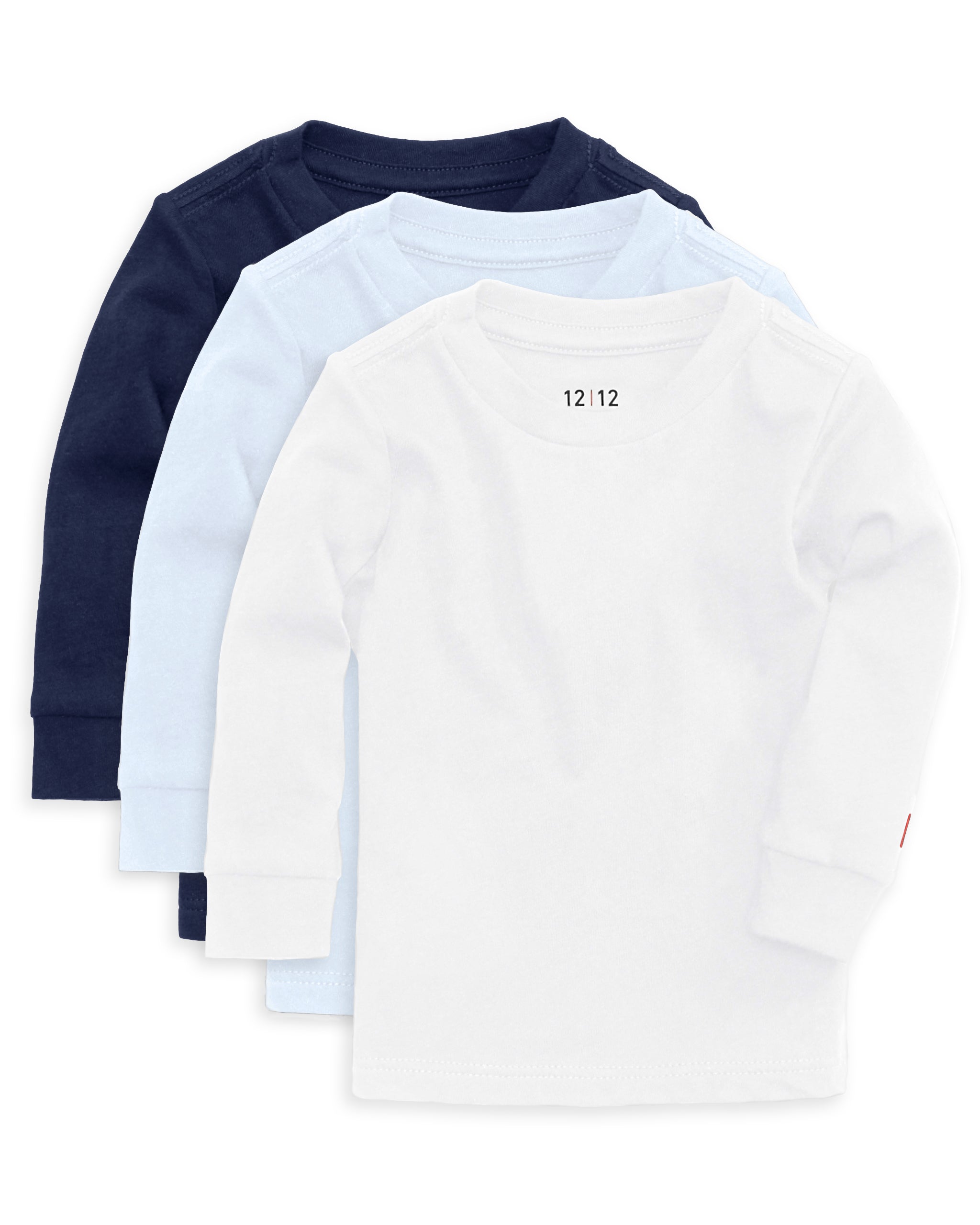 The Organic Long Sleeve Tee 3 Pack #color_White Light Blue Navy