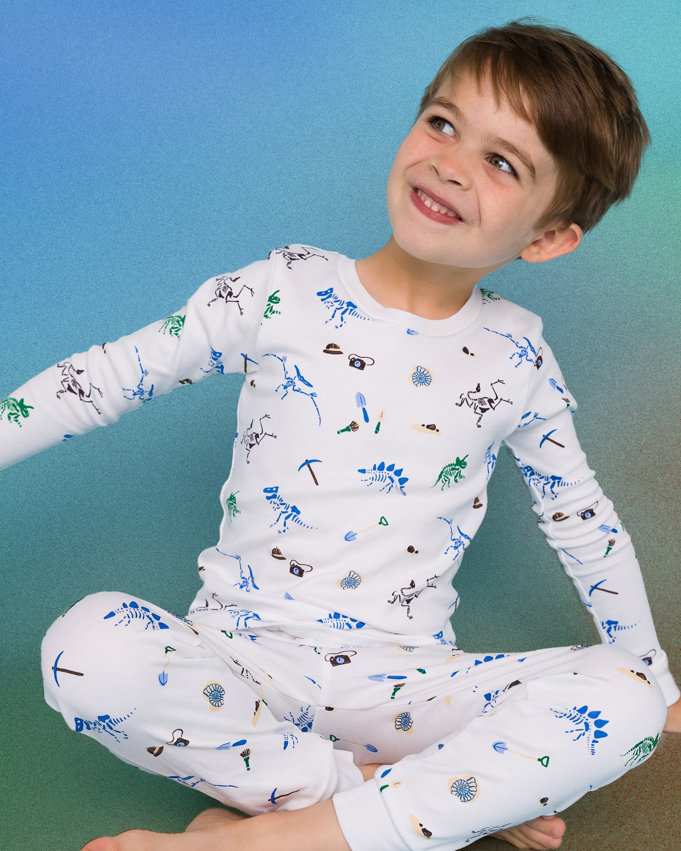 Boys Long Sleeve Birthday Dino Snug Fit Cotton 2-Piece Pajamas