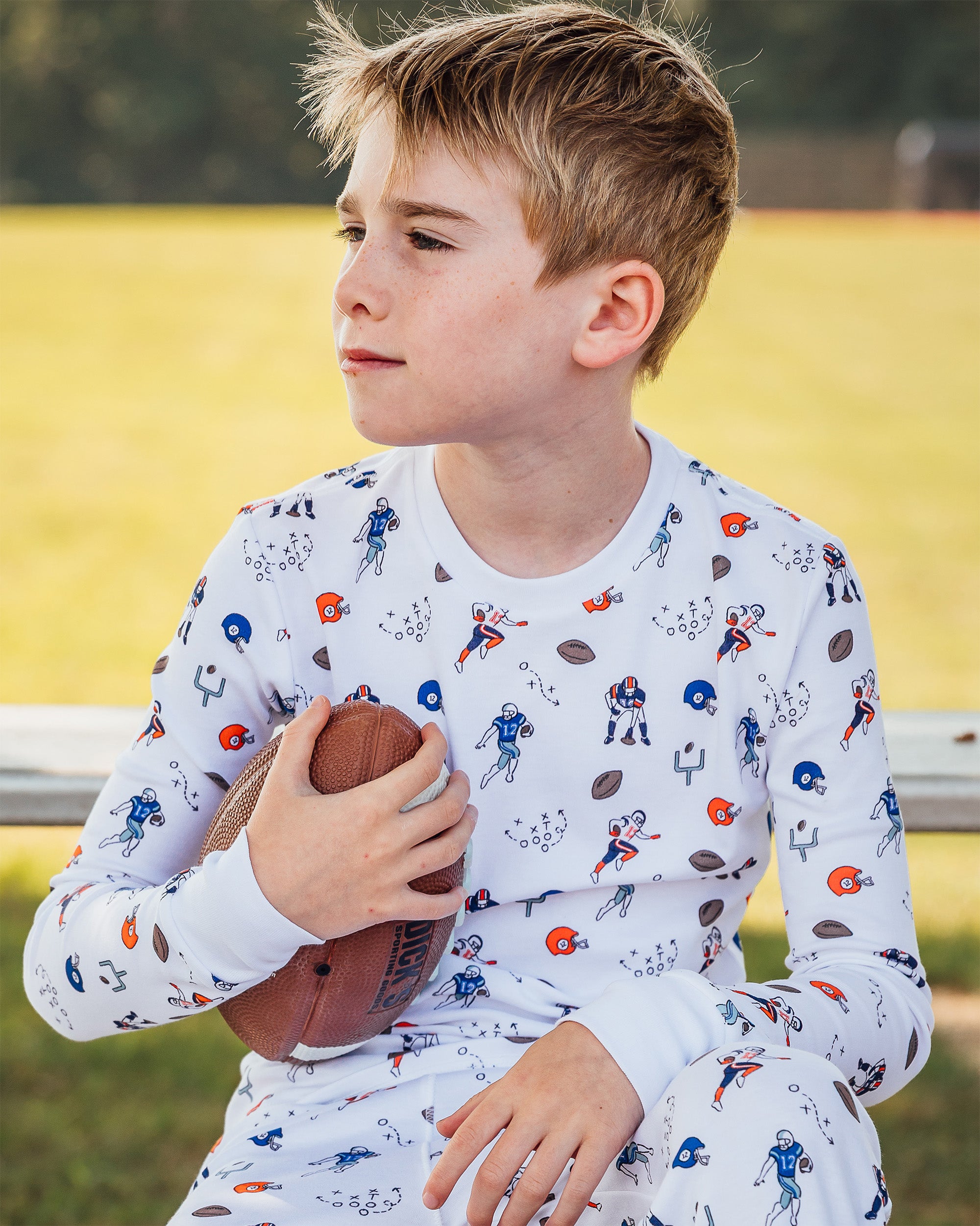 The Organic Long Sleeve Pajama Set [Football]