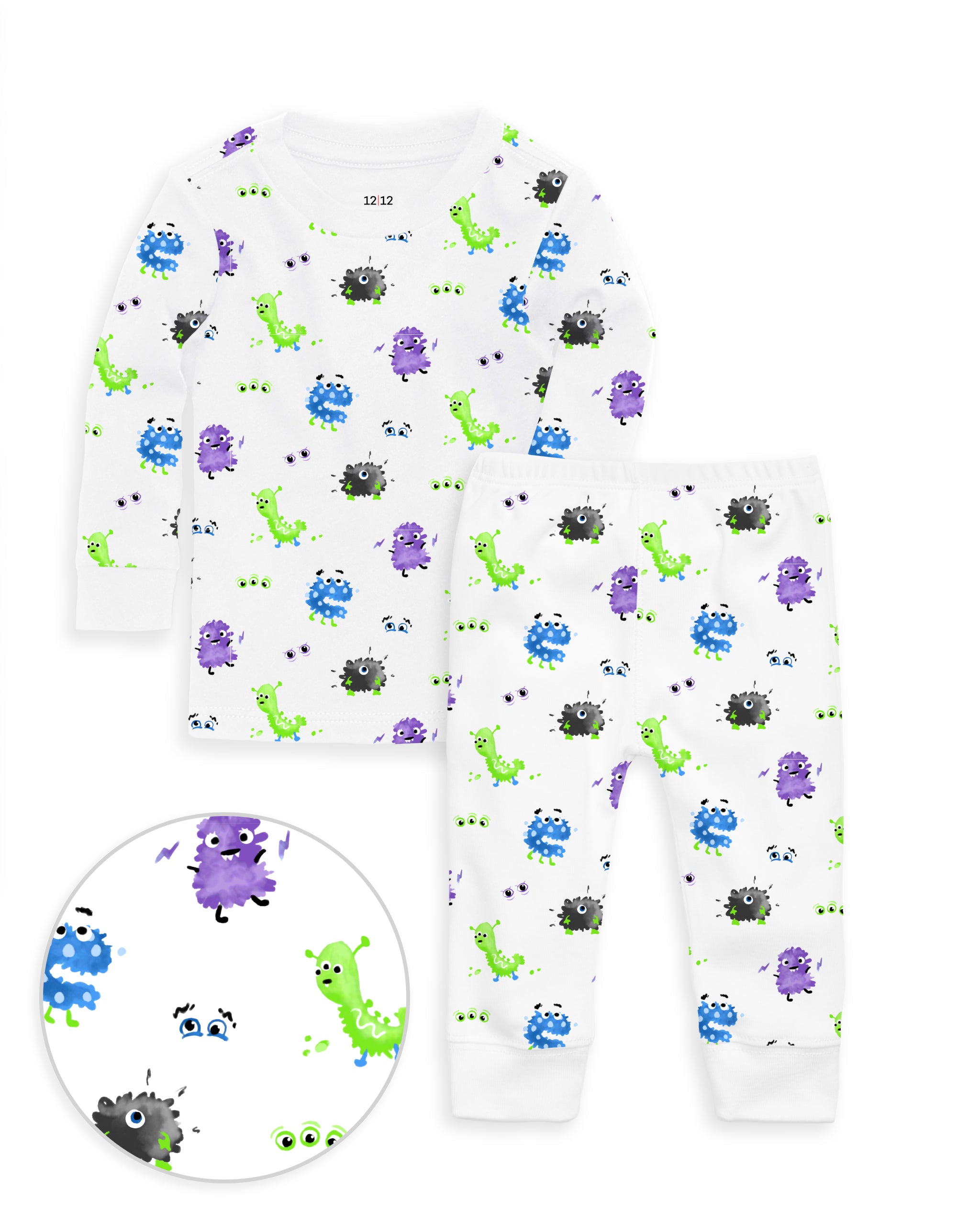 The Organic Long Sleeve Pajama Set [Messy Monsters] #color_Messy Monsters
