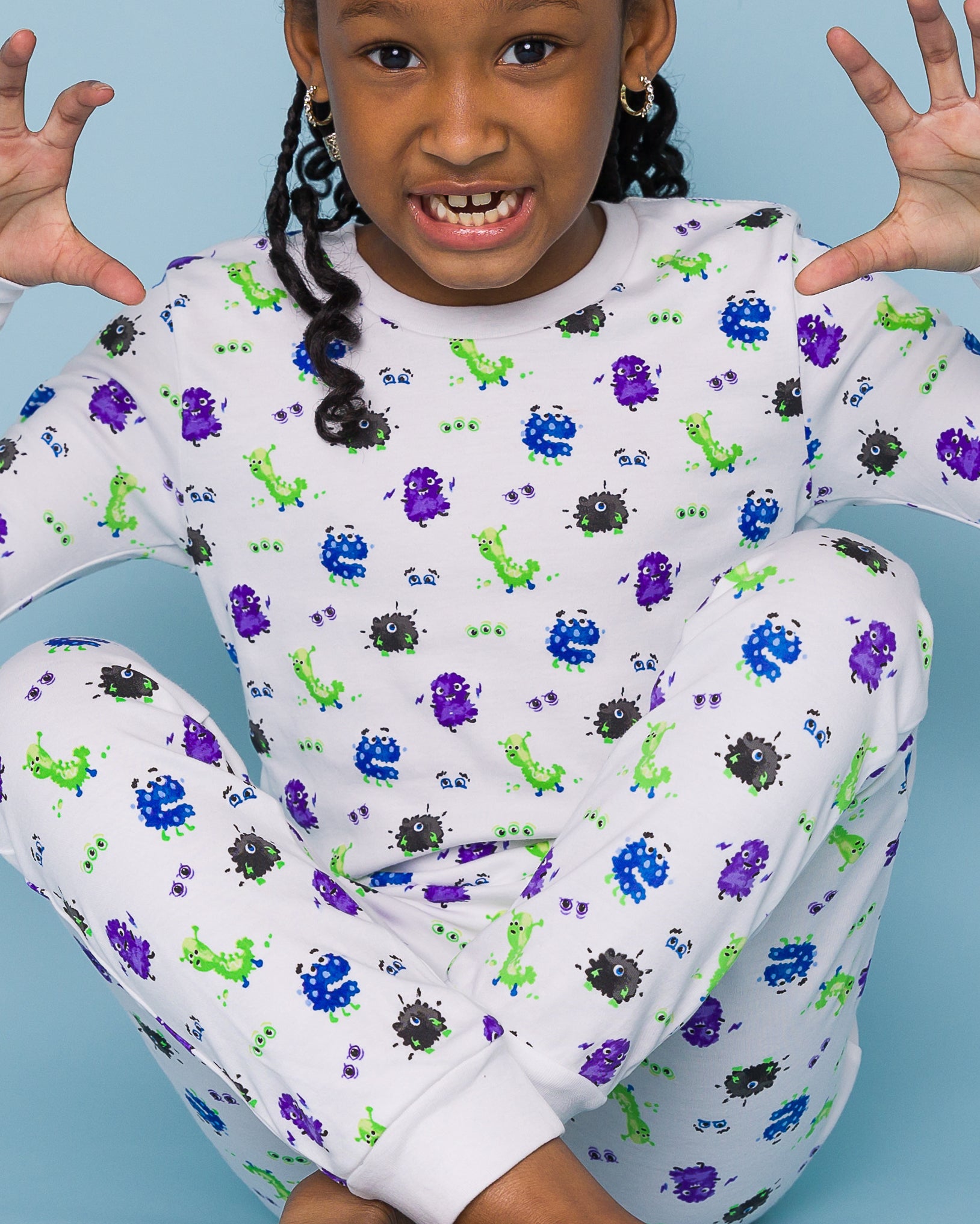 The Organic Long Sleeve Pajama Set [Messy Monsters] Hover #color_Messy Monsters