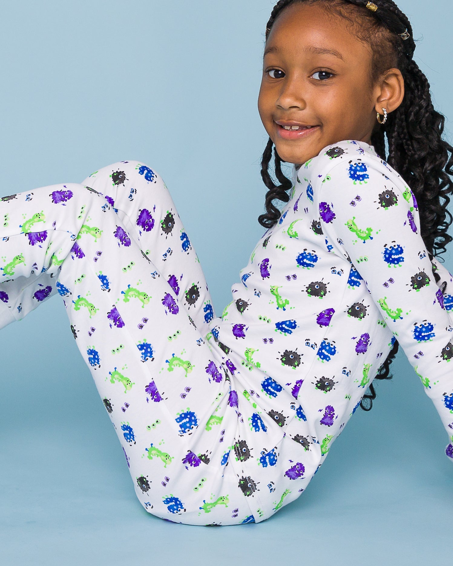 The Organic Long Sleeve Pajama Set [Messy Monsters] #color_Messy Monsters
