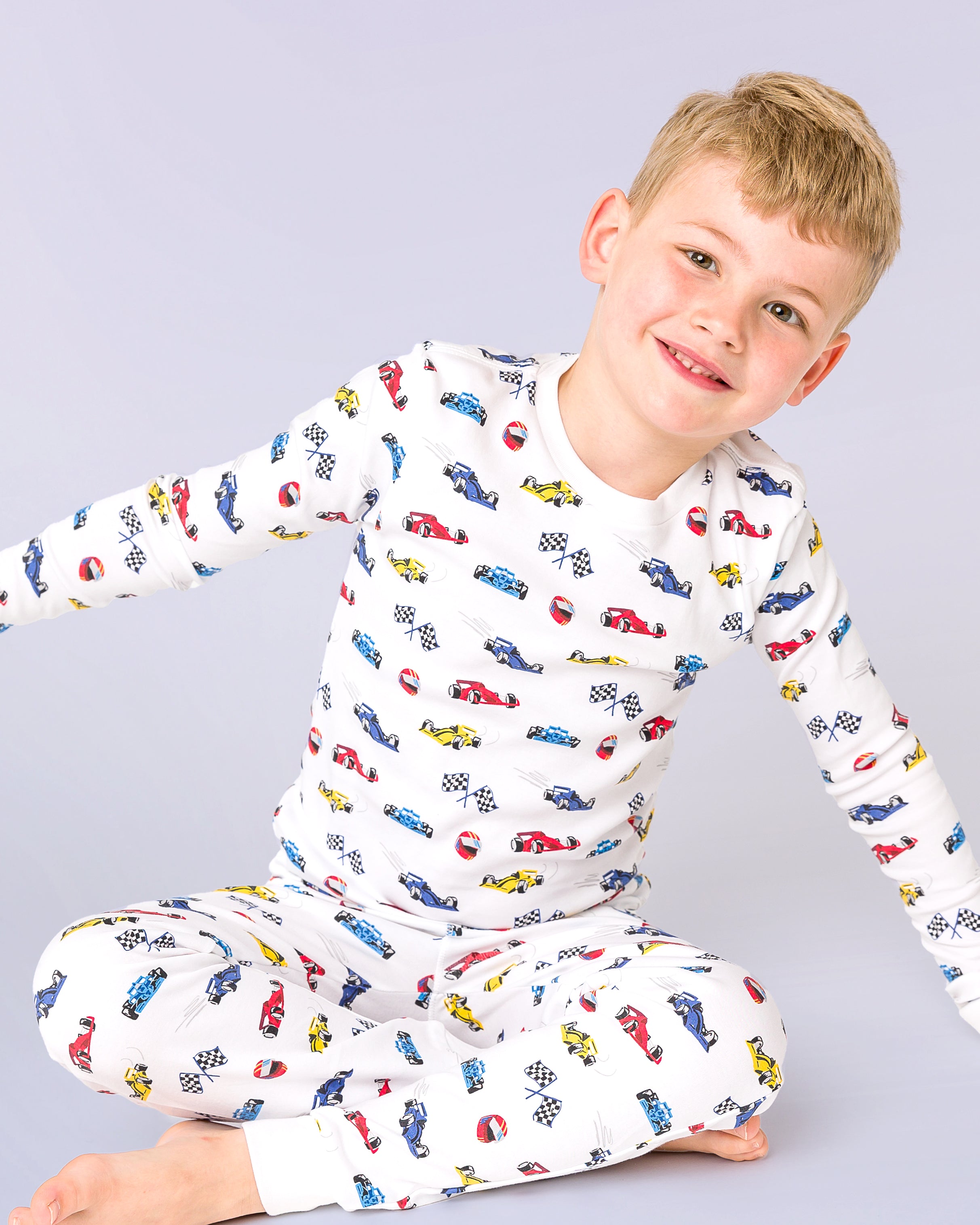 The Organic Long Sleeve Pajama Set [Race Cars]