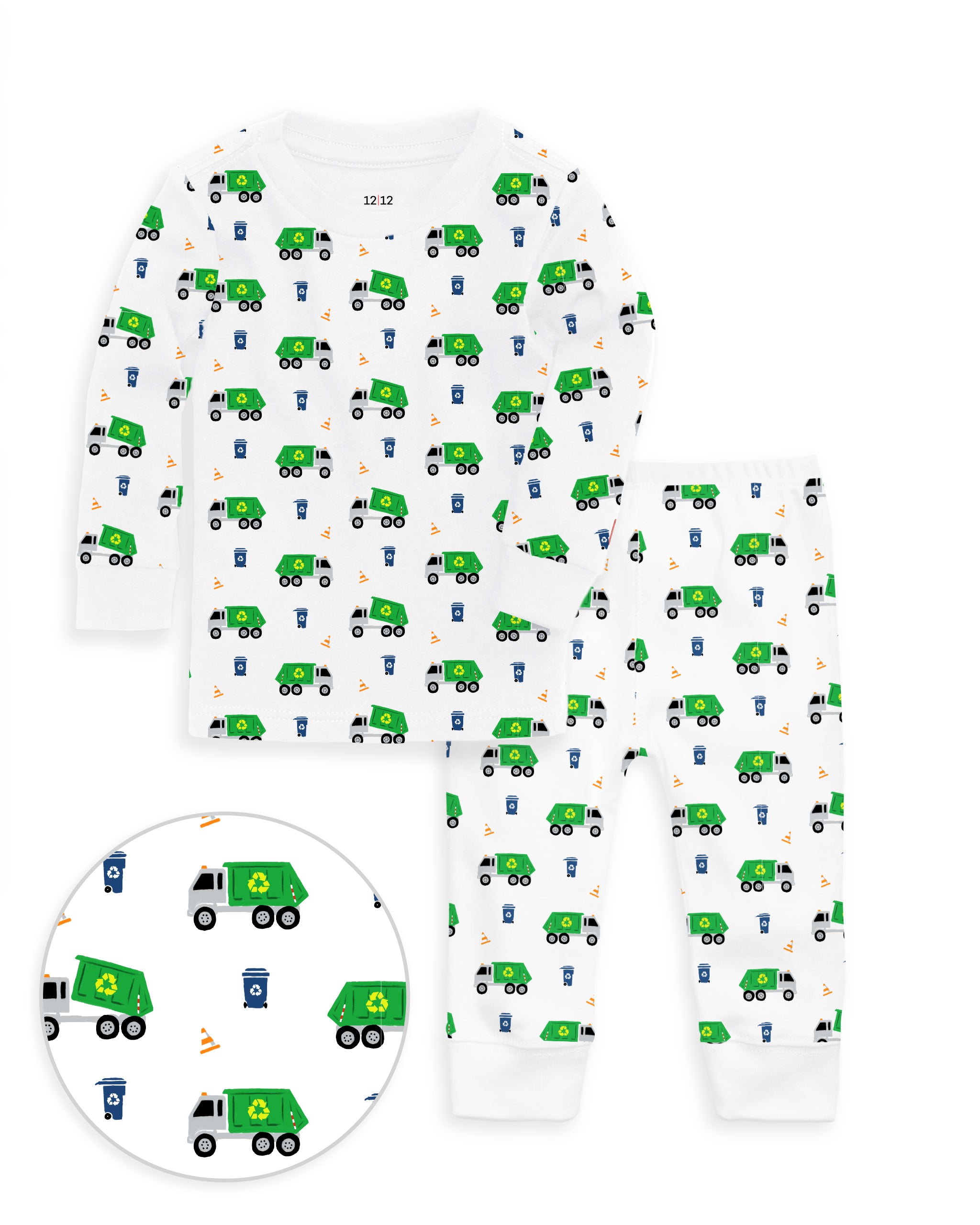 The Organic Long Sleeve Pajama Set [Recycling Trucks]