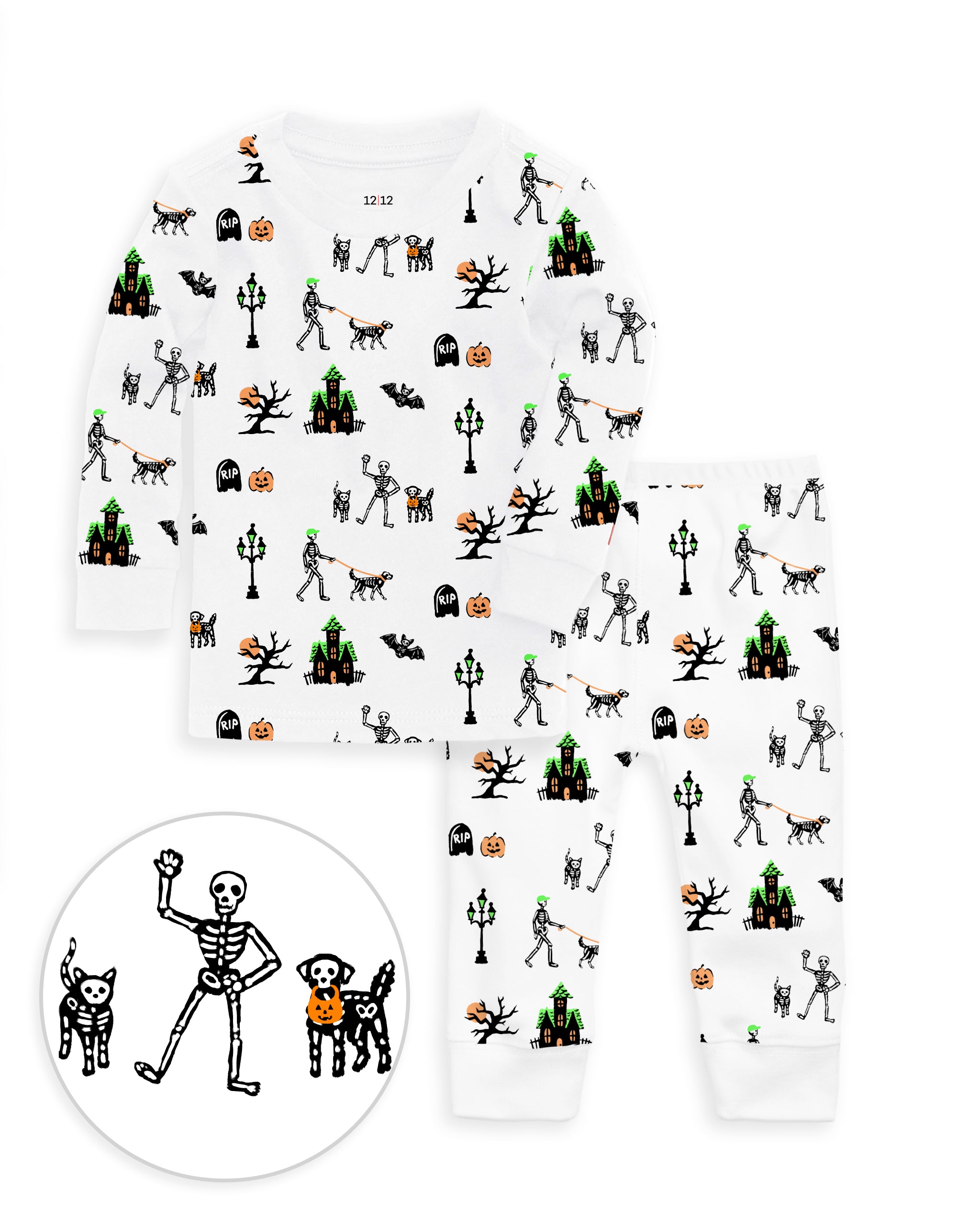 The Organic Long Sleeve Pajama Set [Spooky Skeletons]