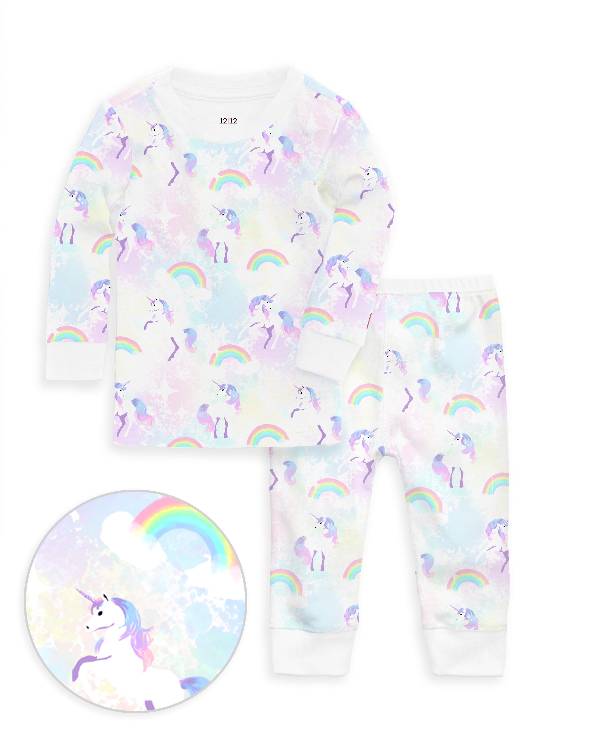 The Organic Long Sleeve Pajama Set [Unicorns and Rainbows]