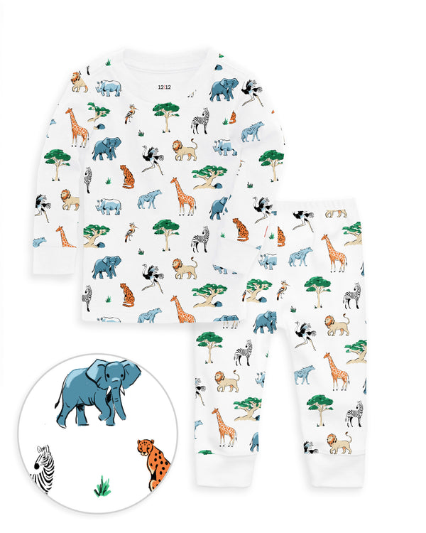The Organic Long Sleeve Pajama Set [Wild Safari]