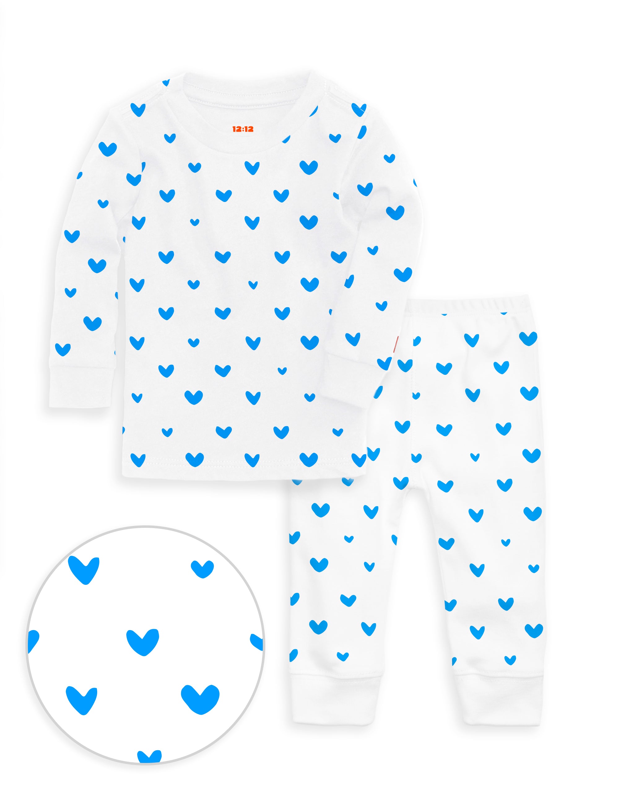 The Organic Long Sleeve Pajama Set [Blue Jelly Bean Hearts]