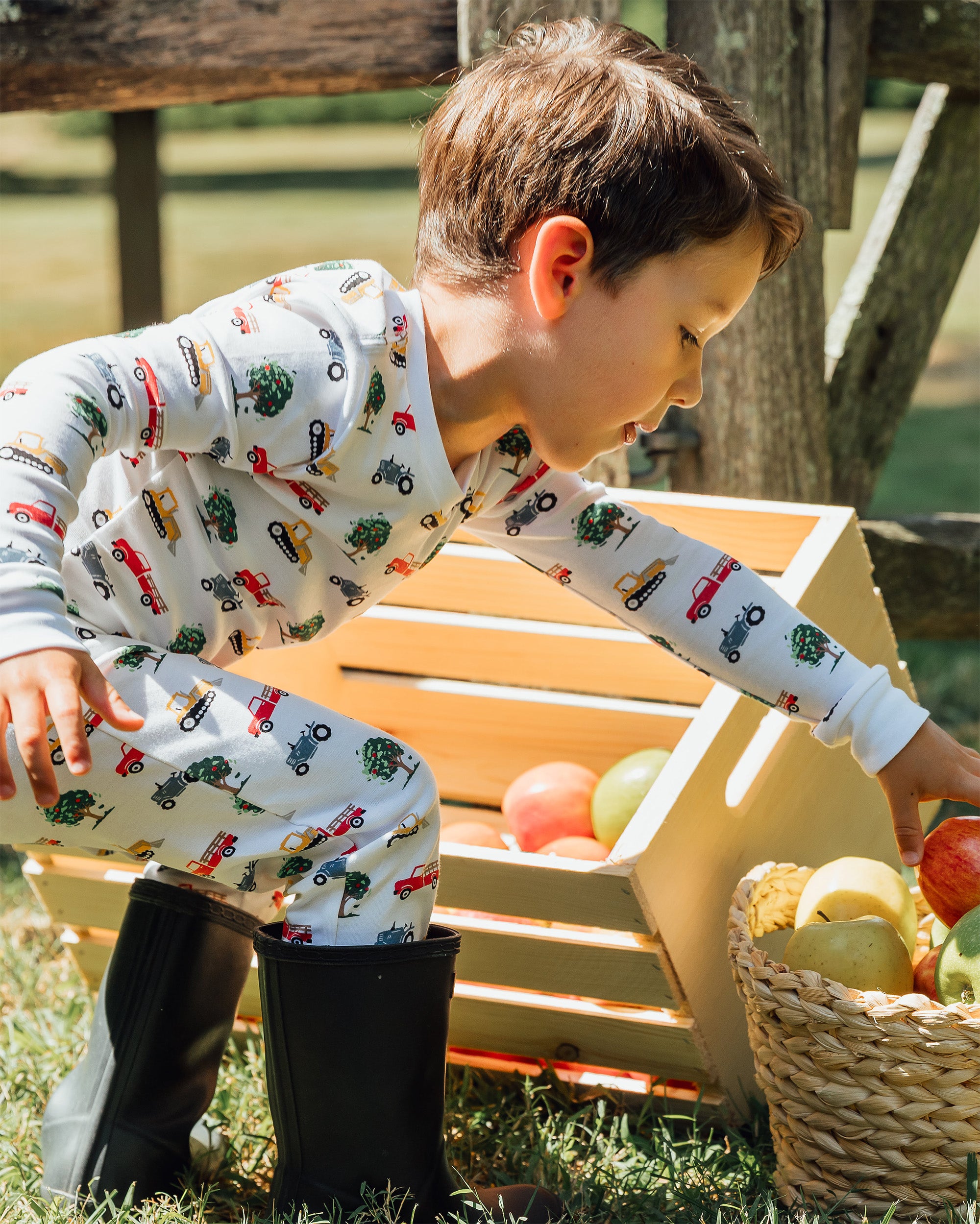 The Organic Long Sleeve Pajama Set [Farm Trucks]