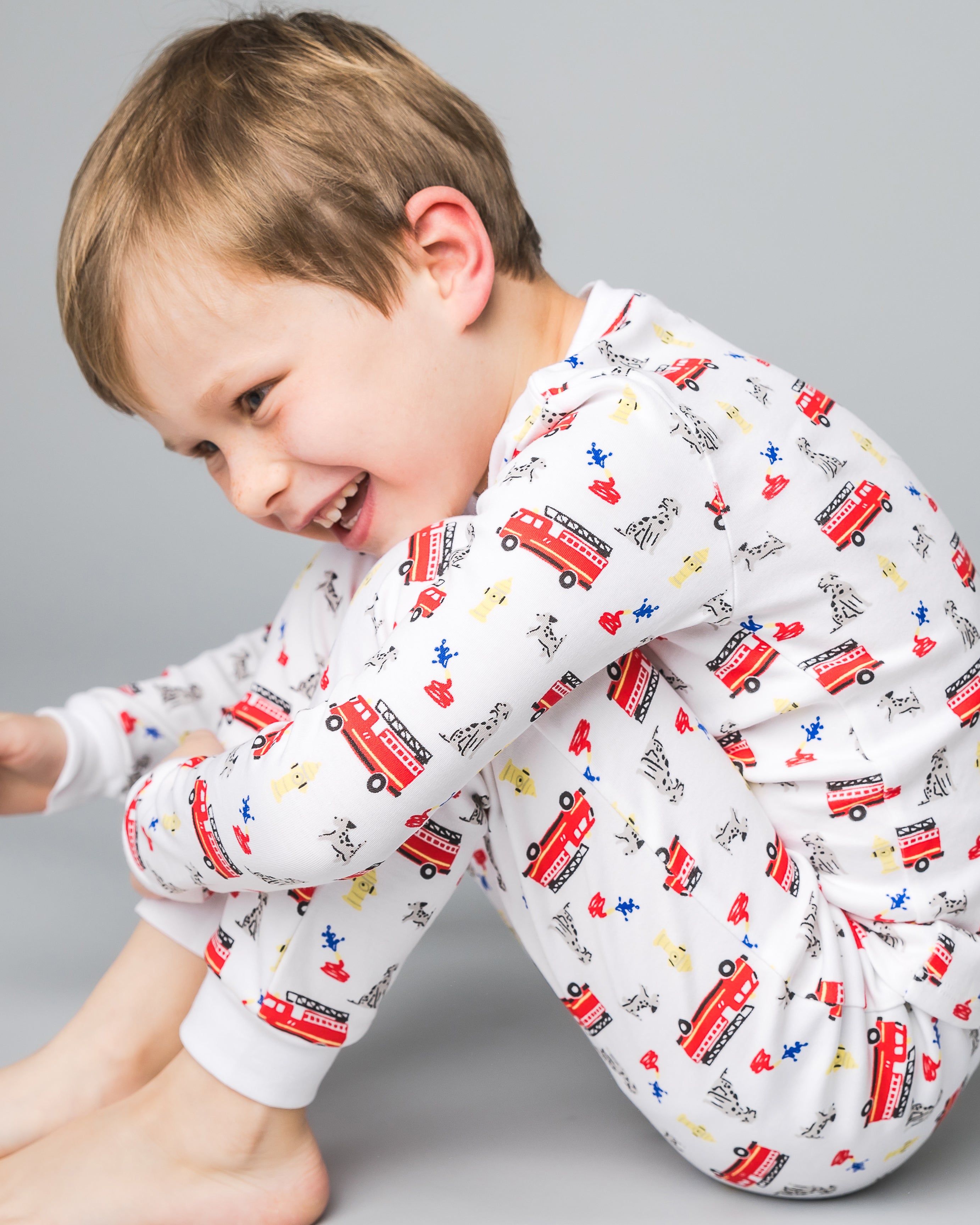 The Organic Long Sleeve Pajama Set [Fire Trucks]