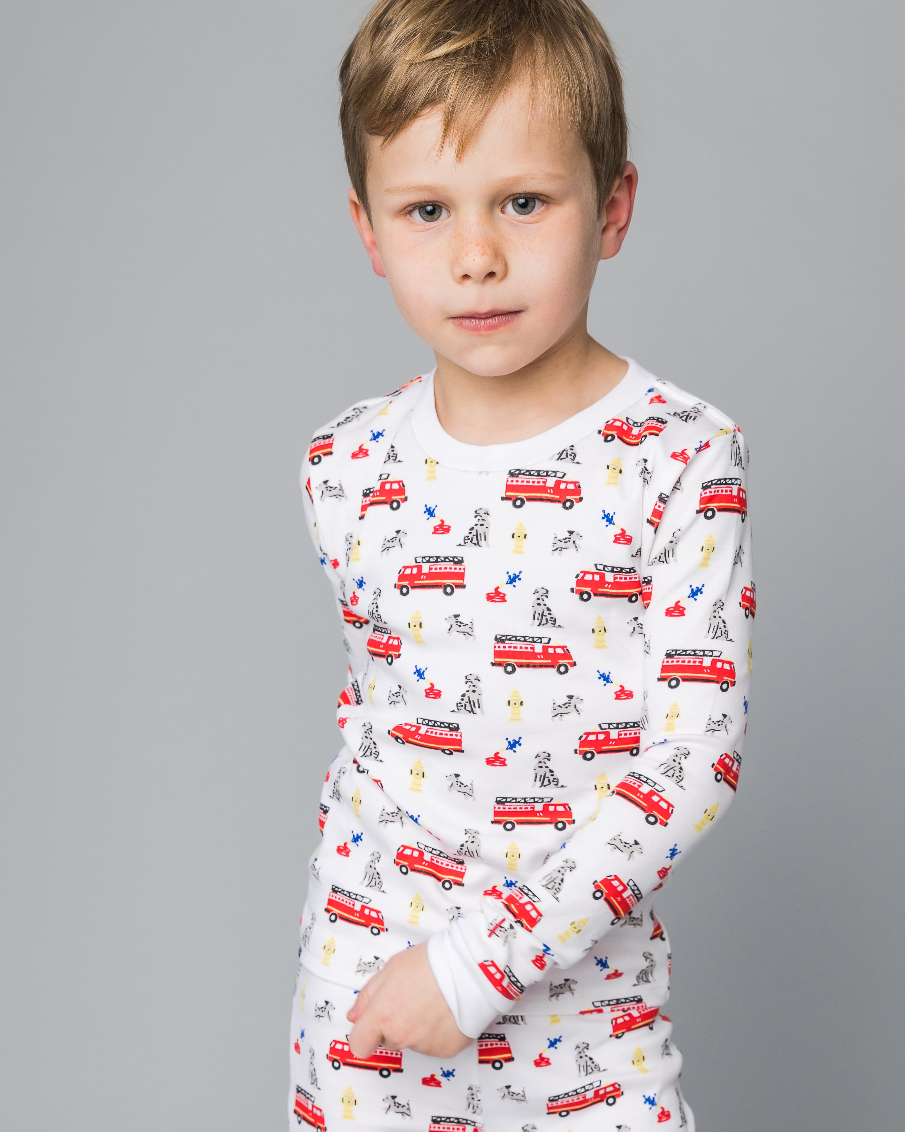 The Organic Long Sleeve Pajama Set [Fire Trucks]