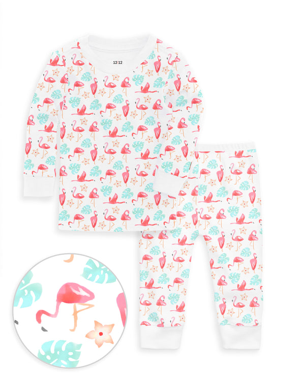 The Organic Long Sleeve Pajama Set [Flamingos]