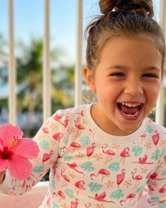 The Organic Long Sleeve Pajama Set [Flamingos]