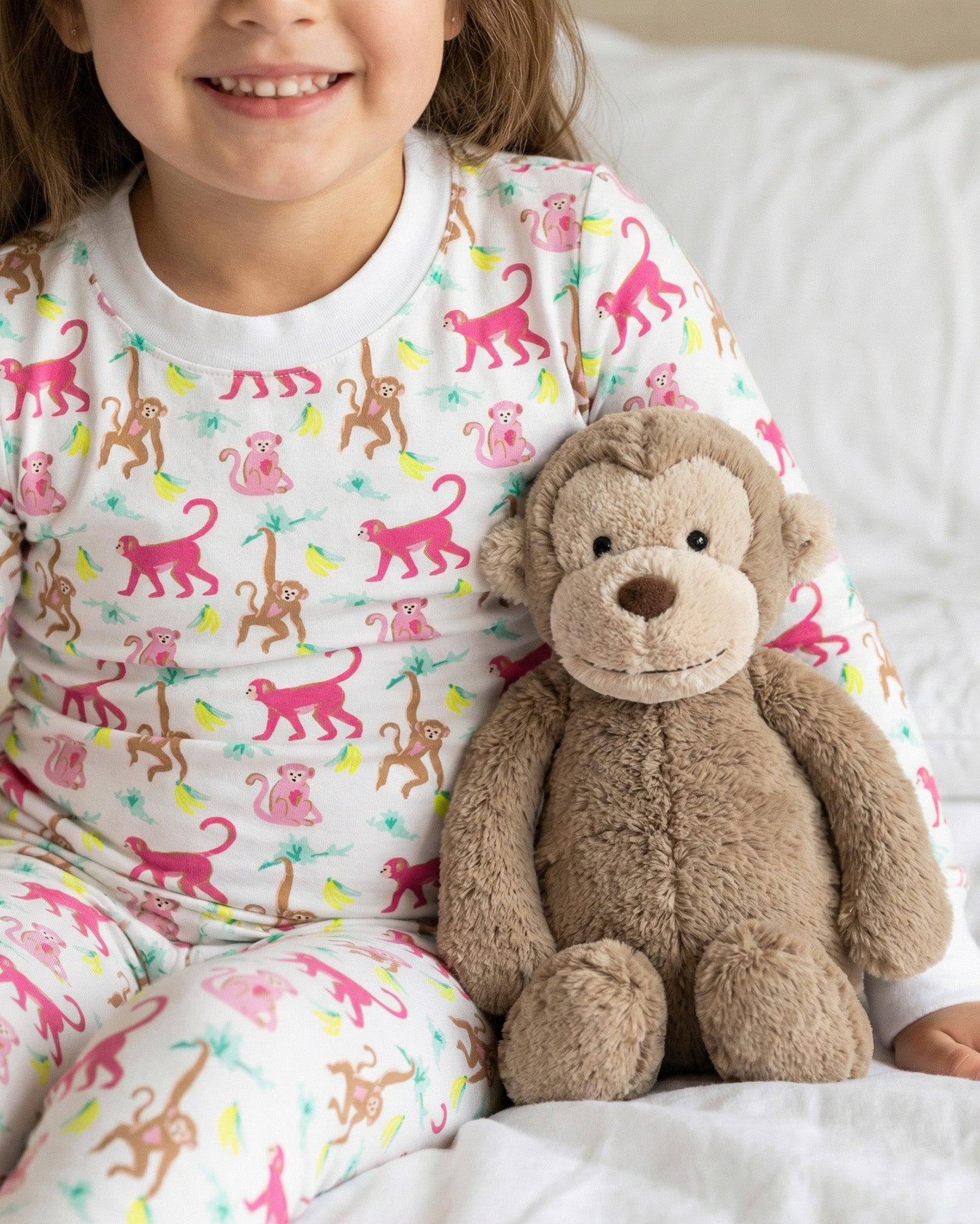 The Organic Long Sleeve Pajama Set [Monkeying Around Pink]