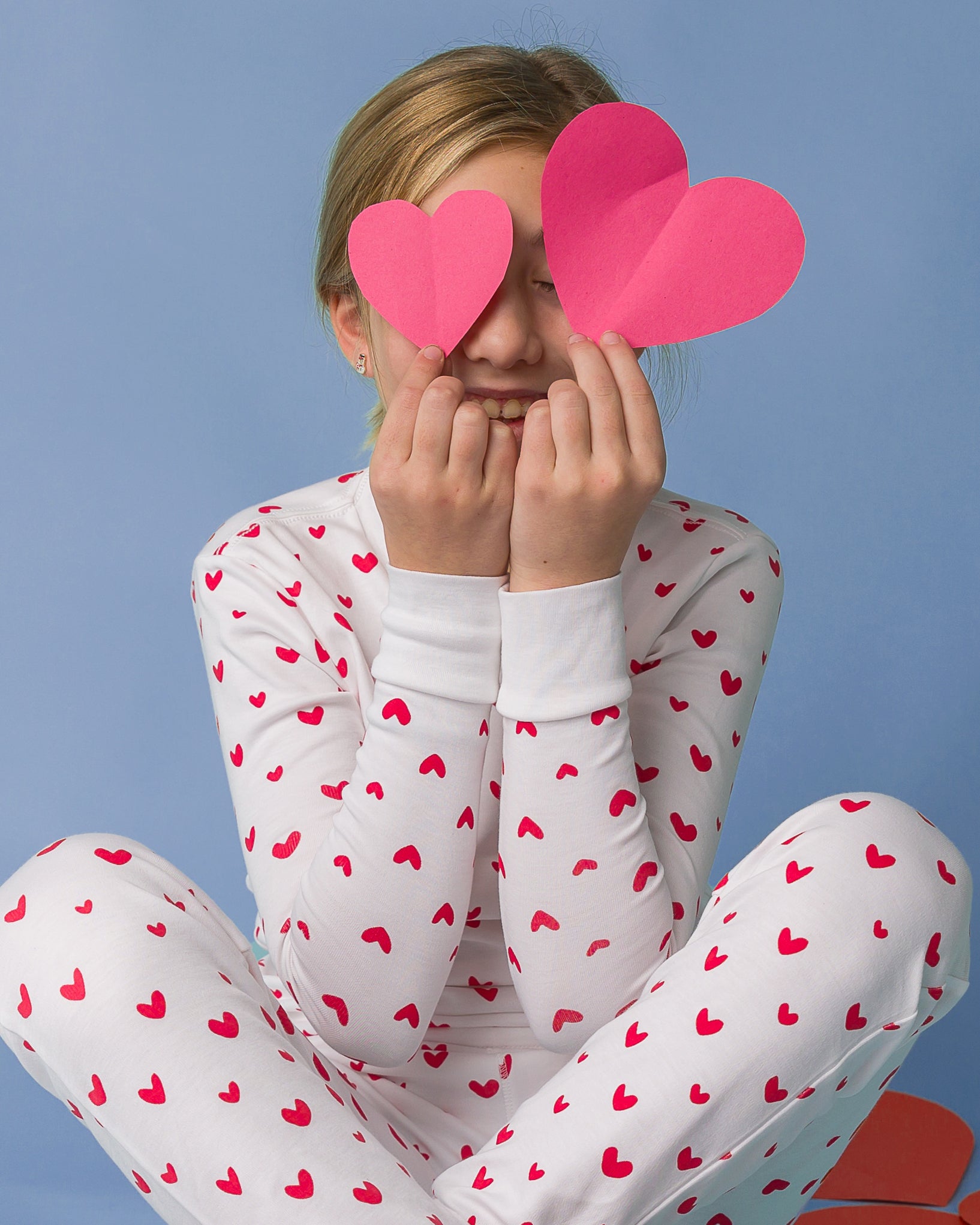 The Organic Long Sleeve Pajama Set [Poppy Jelly Bean Hearts]