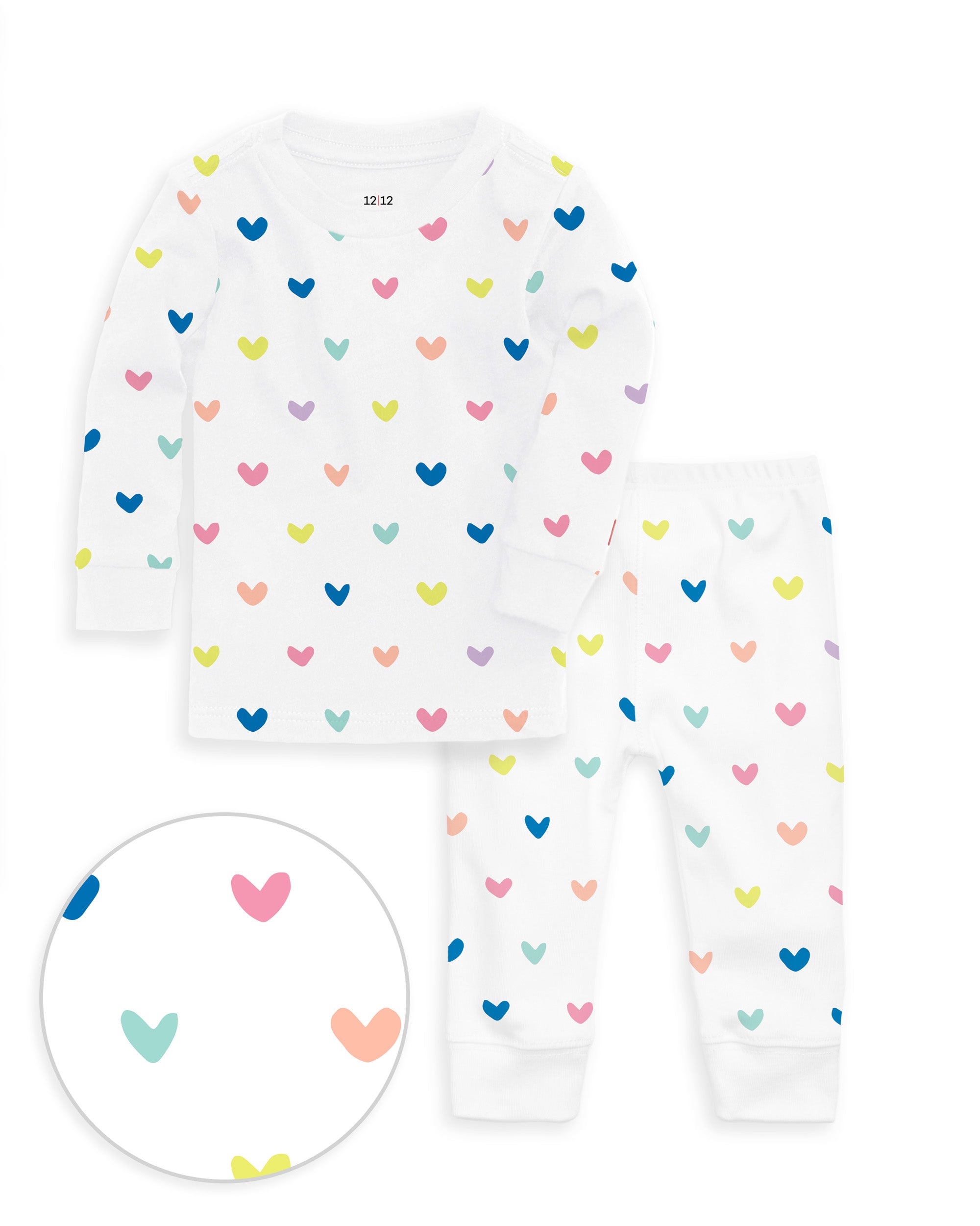 The Organic Long Sleeve Pajama Set [Rainbow Hearts]