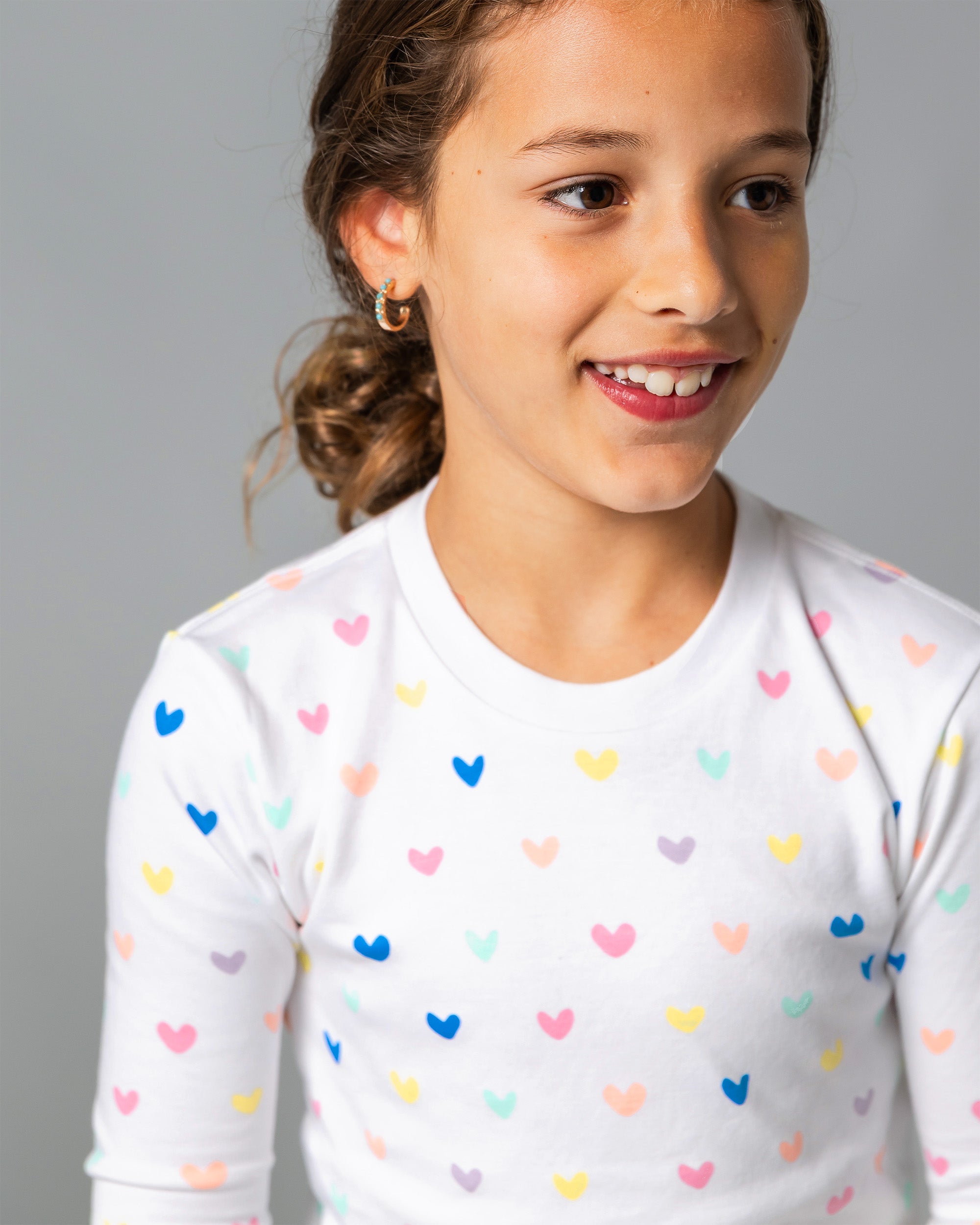 The Organic Long Sleeve Pajama Set [Rainbow Hearts]