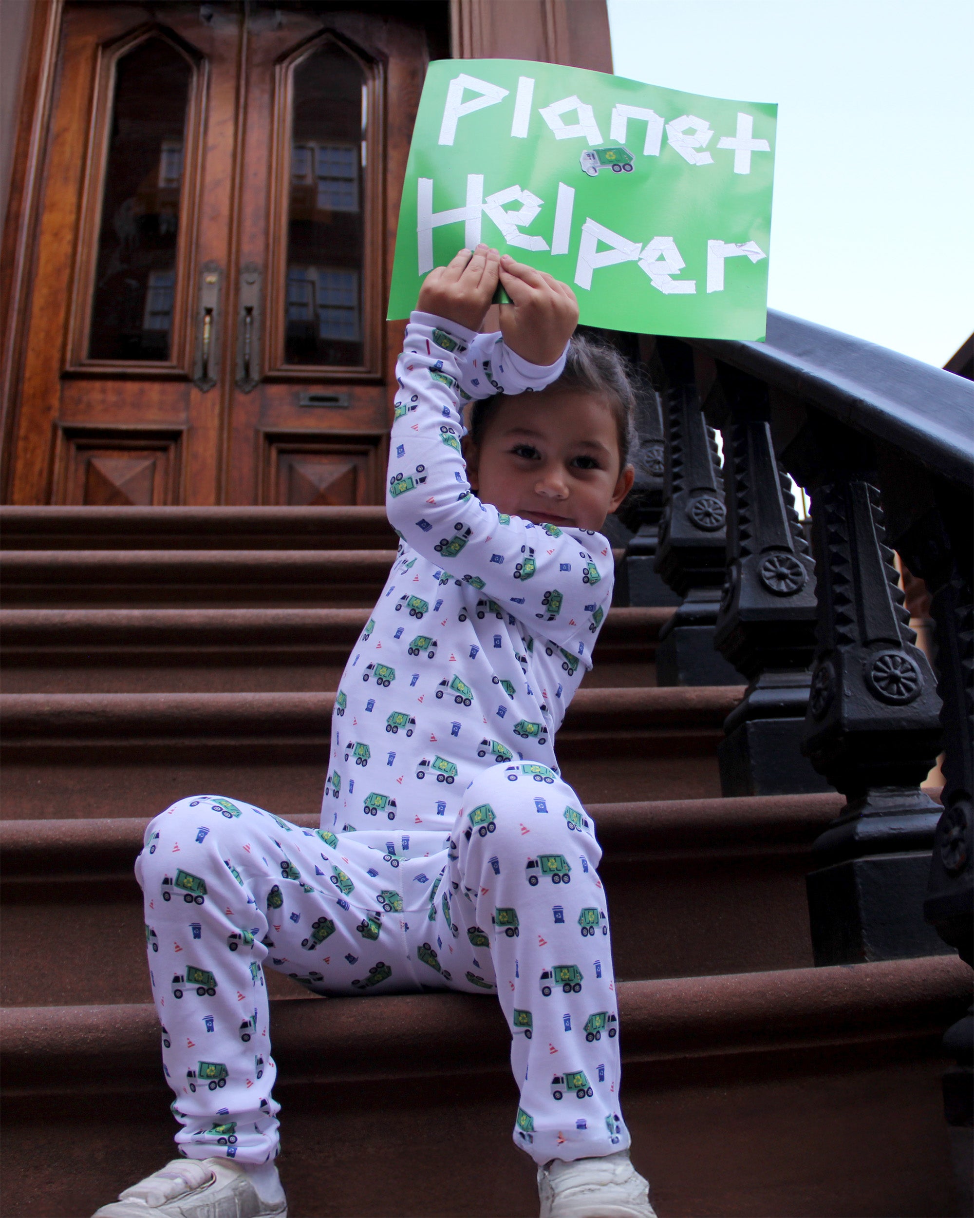The Organic Long Sleeve Pajama Set [Recycling Trucks]