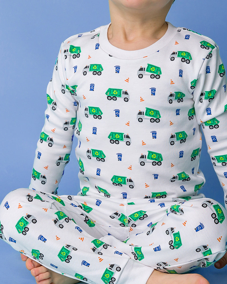 The Organic Long Sleeve Pajama Set [Recycling Trucks]