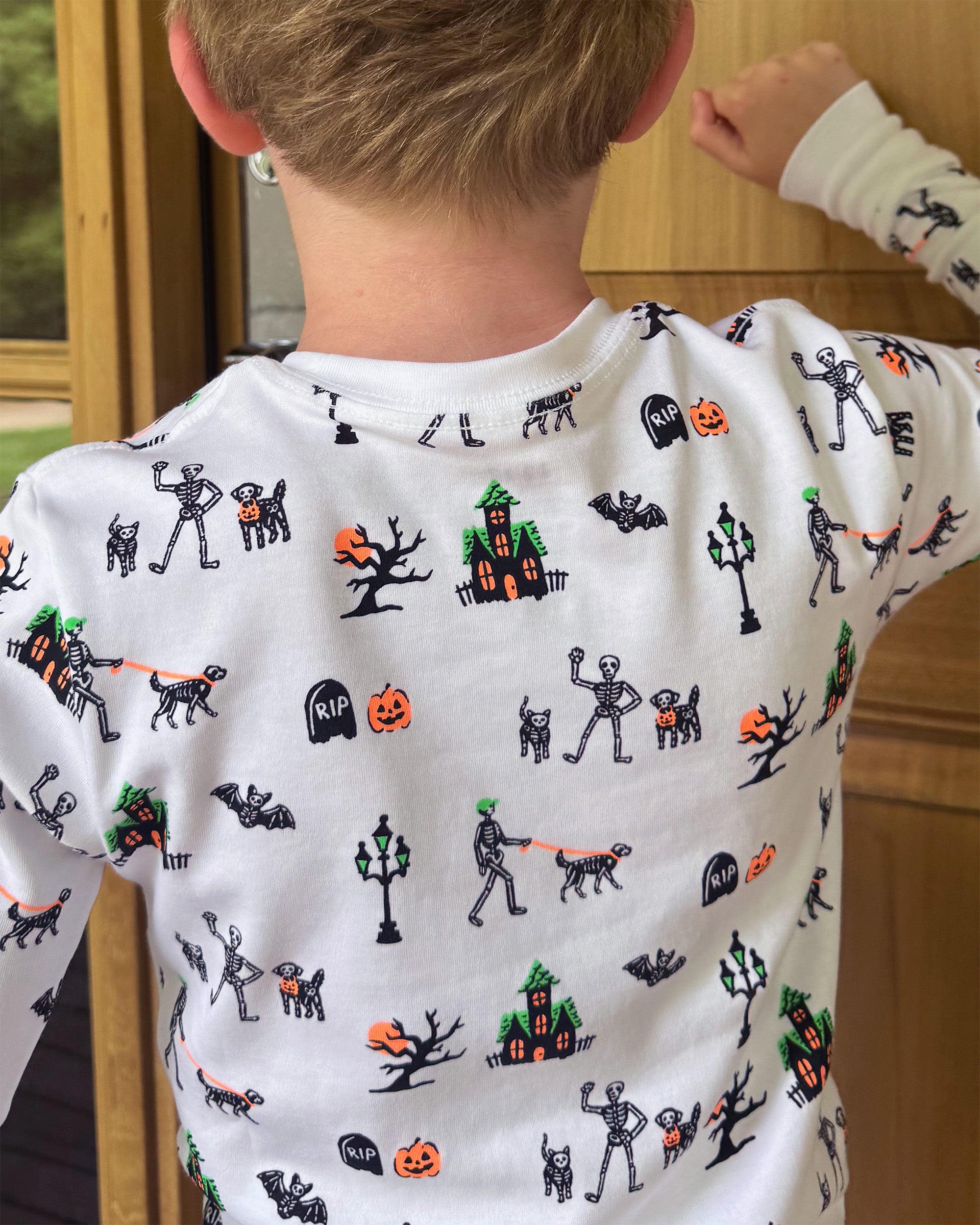 The Organic Long Sleeve Pajama Set [Spooky Skeletons]