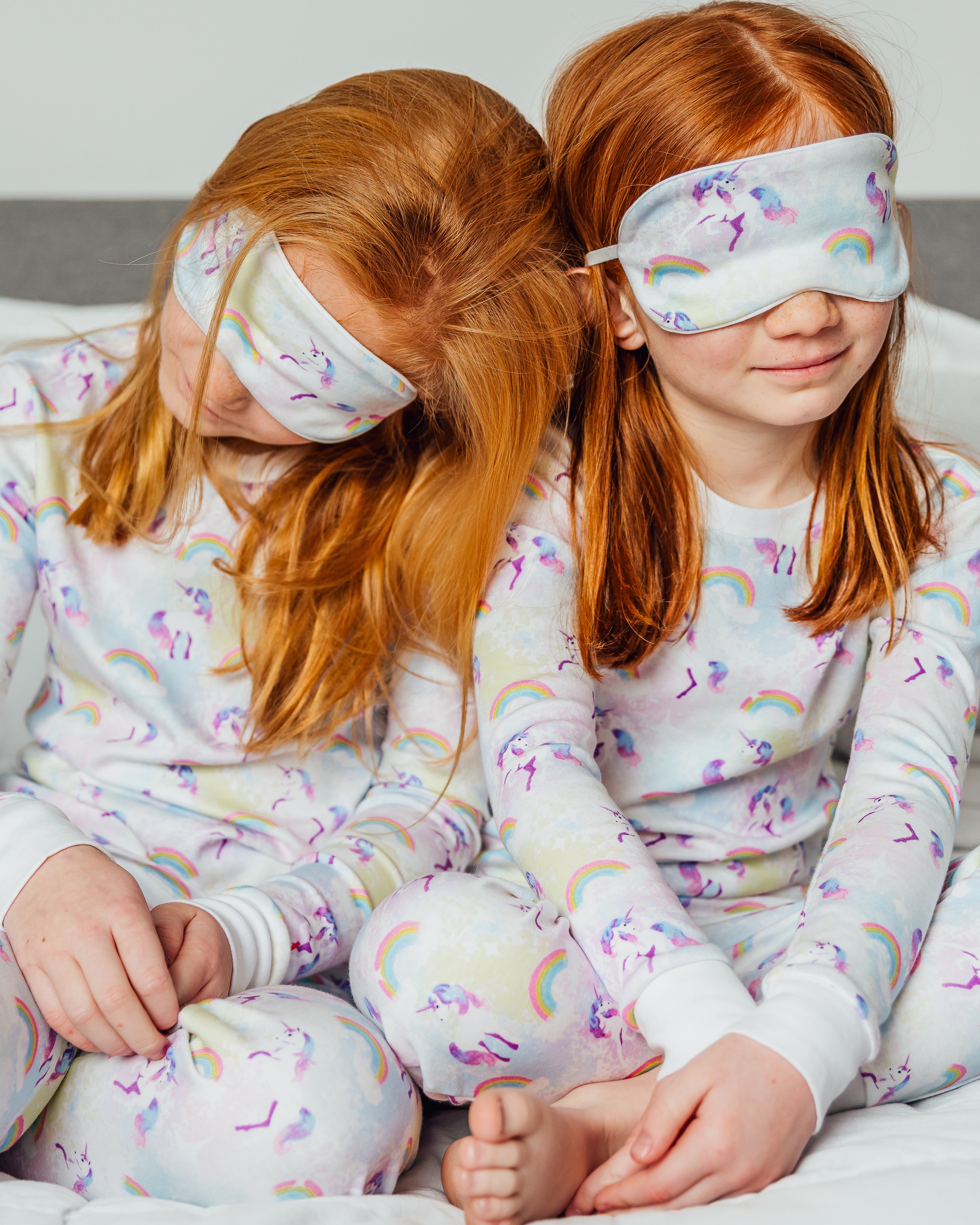 The Organic Long Sleeve Pajama and Sleep Mask Set [Unicorns and Rainbows]