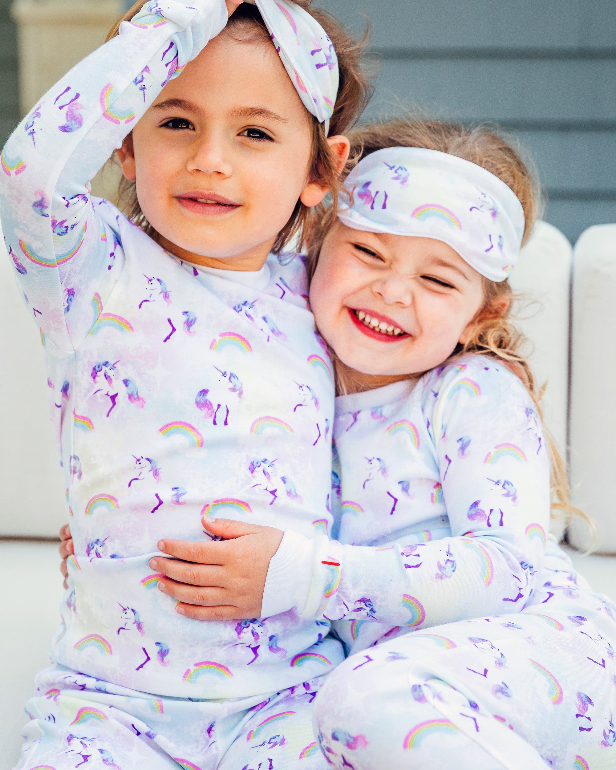 The Organic Long Sleeve Pajama and Sleep Mask Set [Unicorns and Rainbows]