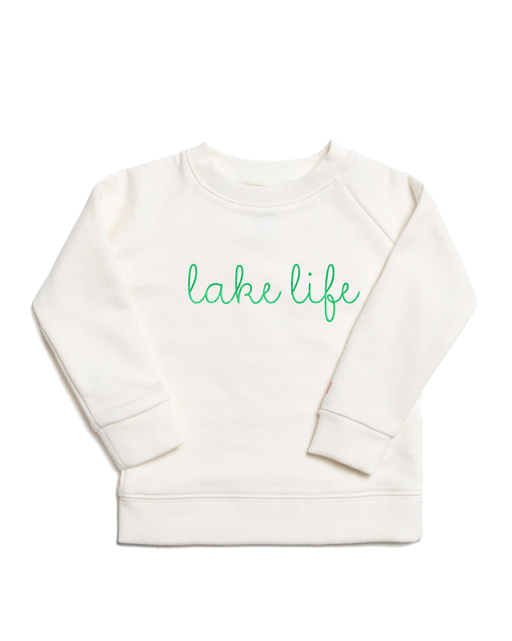 The Organic Embroidered Pullover Sweatshirt [Cream Lake Life]