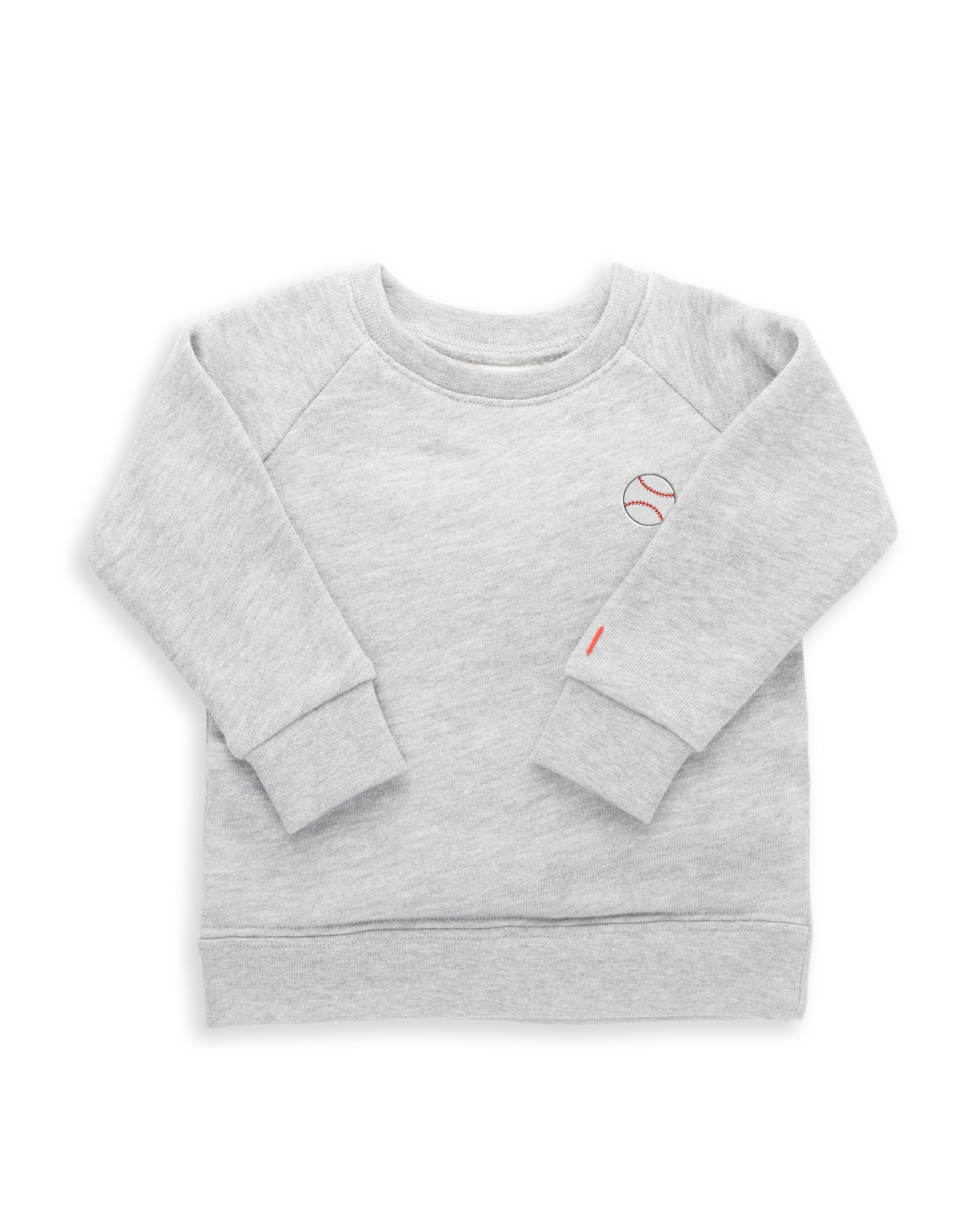 The Organic Embroidered Pullover Sweatshirt [Heather Grey Baseball]