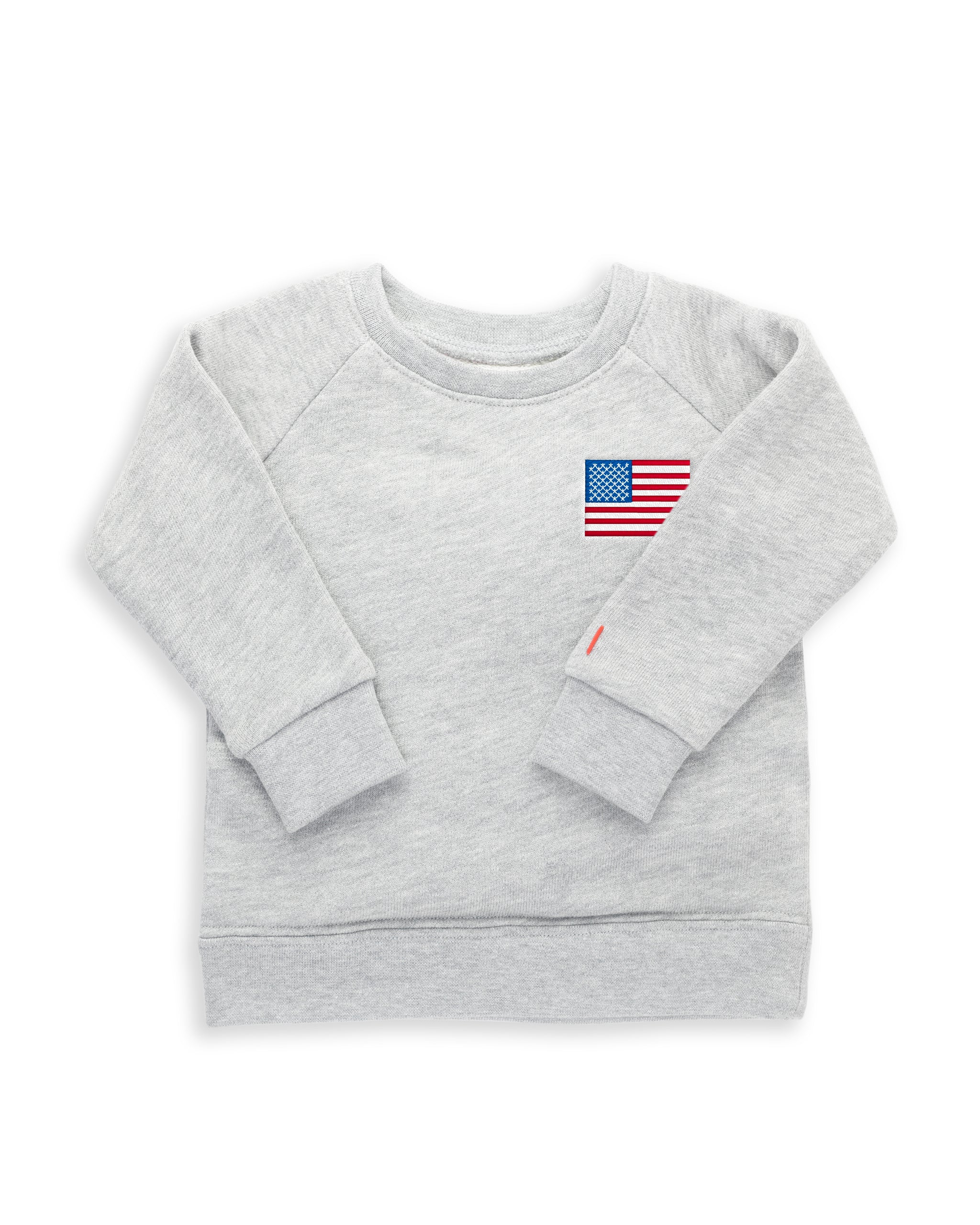 The Organic Embroidered Pullover Sweatshirt [Heather Grey Flag]