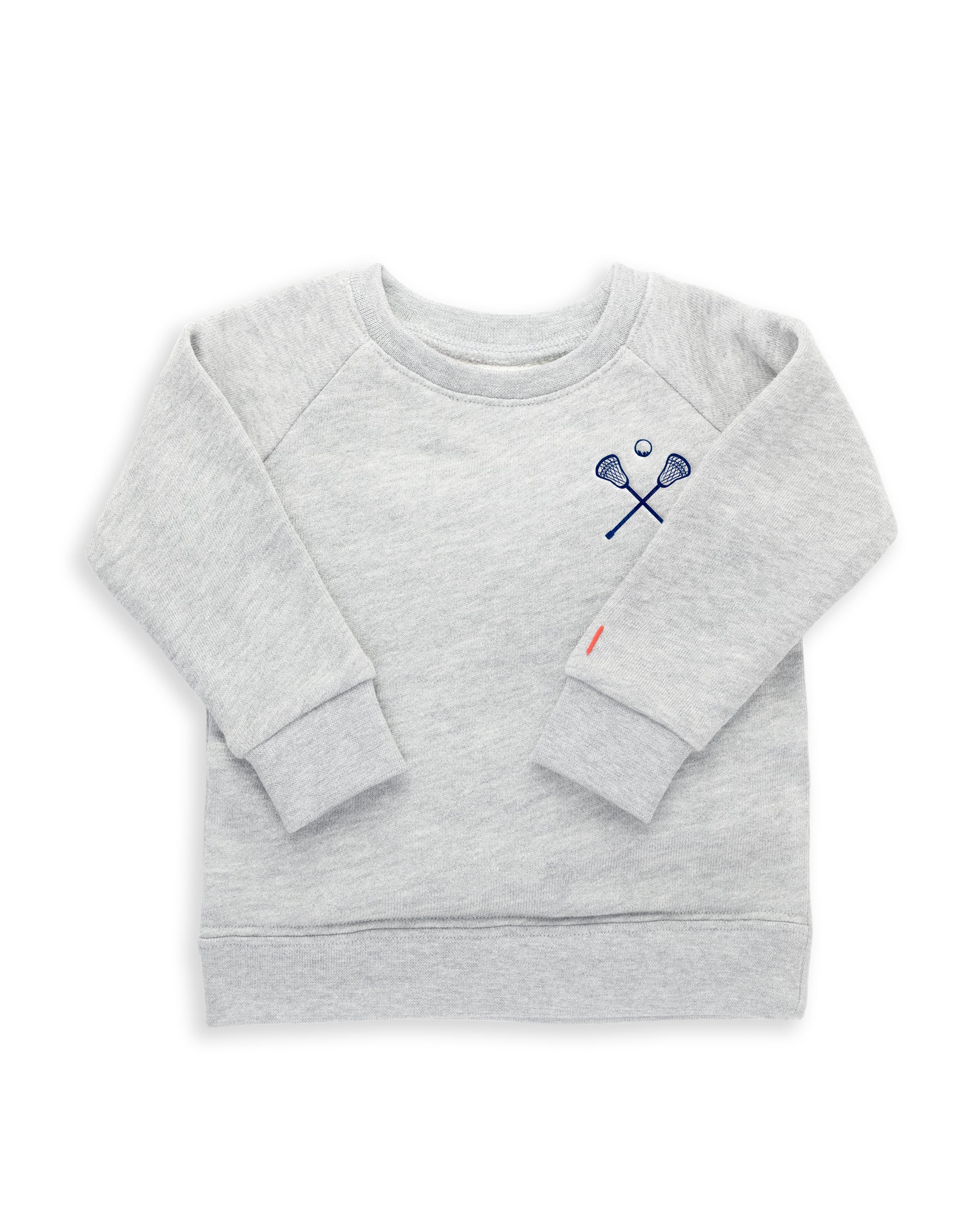 The Organic Embroidered Pullover Sweatshirt [Heather Grey Lacrosse]