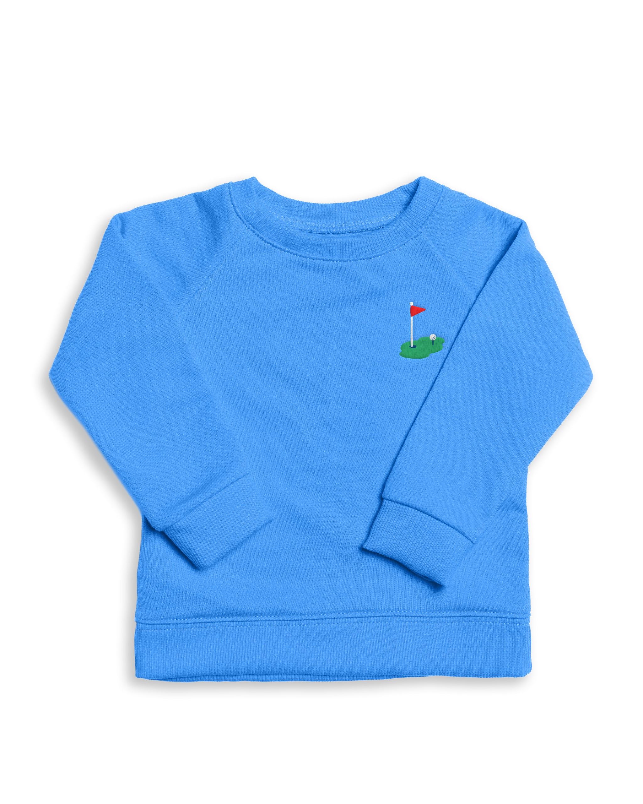 The Organic Embroidered Pullover Sweatshirt #color_Marine Blue Golf