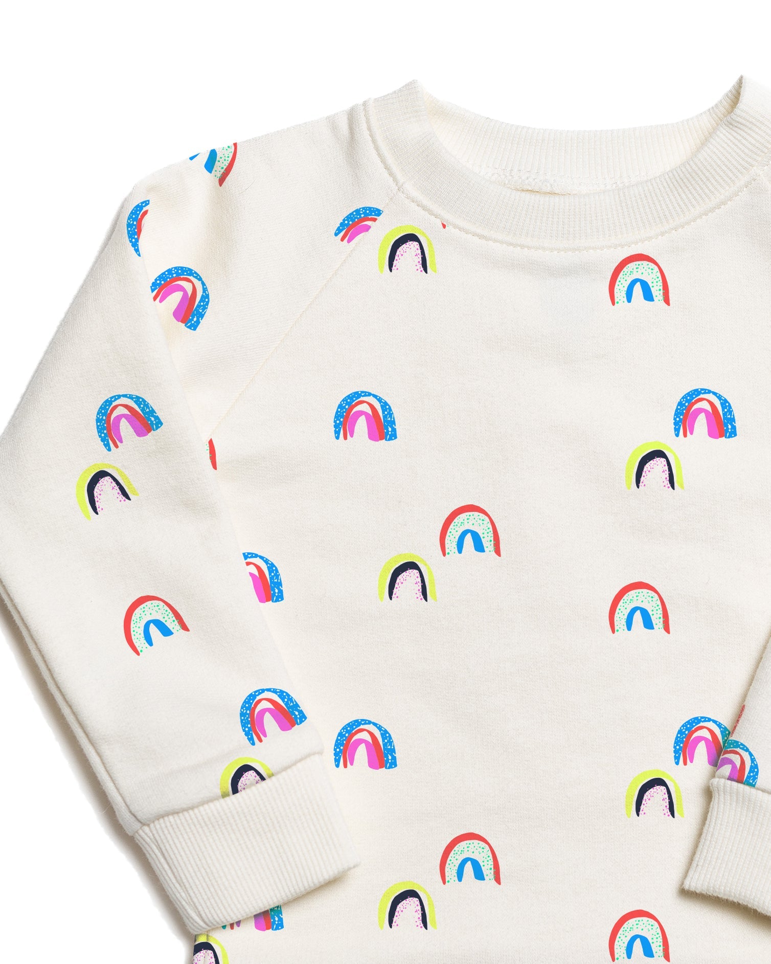 The Organic Printed Pullover Sweatshirt [Cream Neon Rainbows]