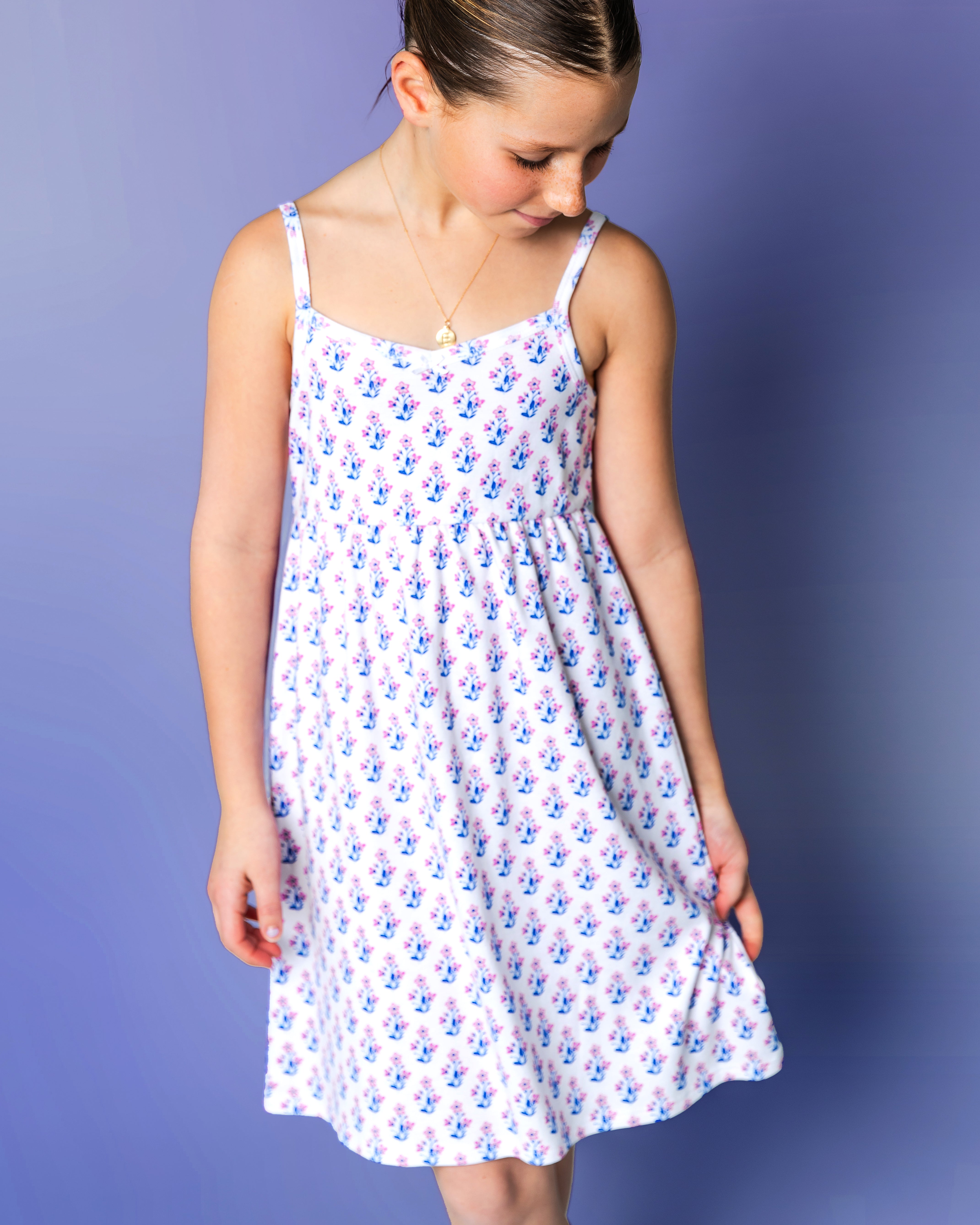 The Organic Rib Dress [Block Floral]