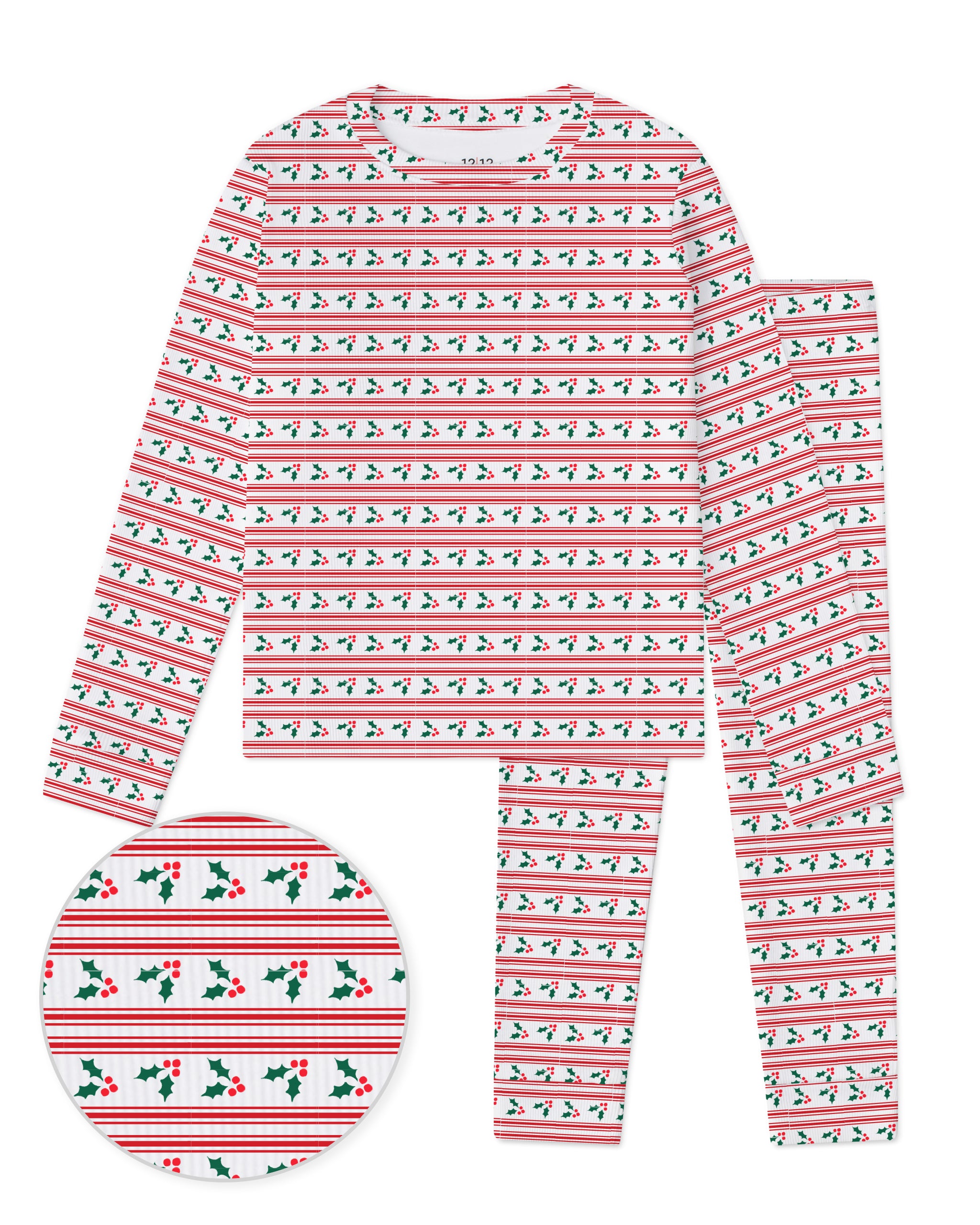 The Organic Long Sleeve Rib Set [Holly Jolly]