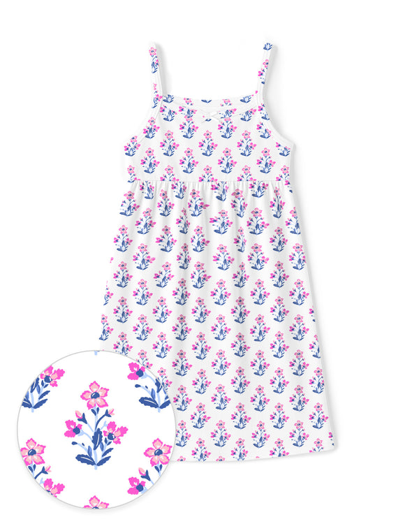 The Organic Rib Dress [Block Floral]