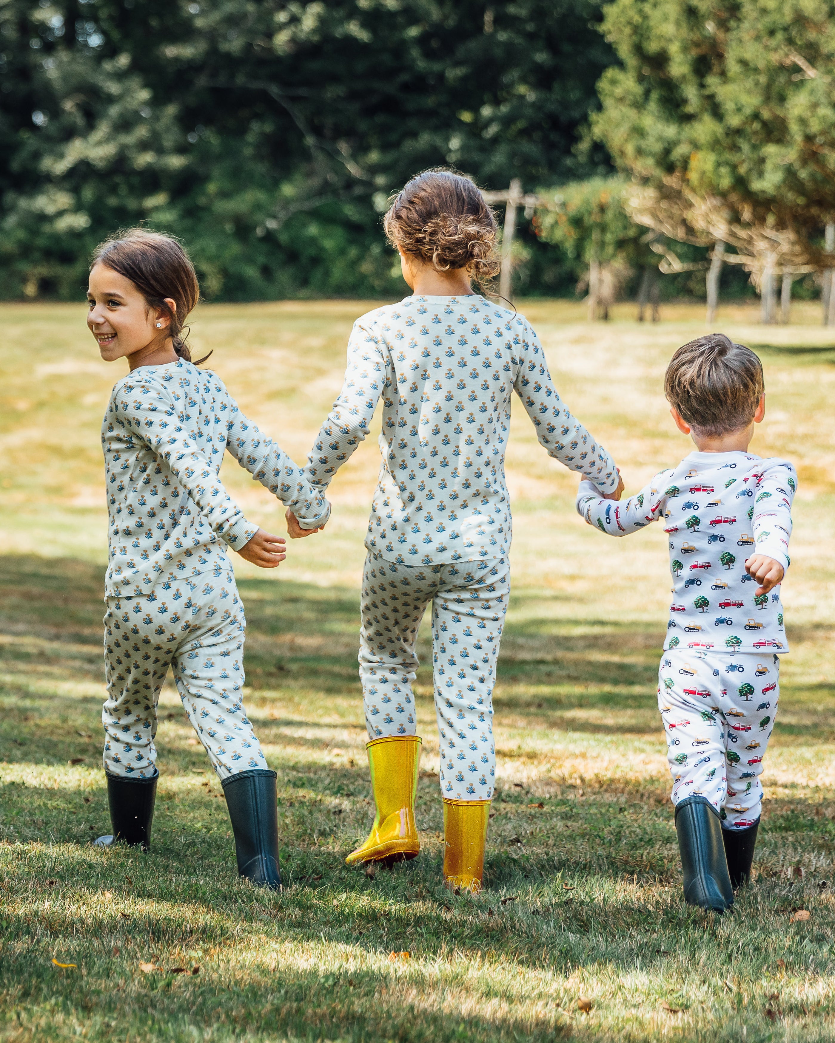 The Organic Long Sleeve Rib Set [Marigold Block Floral]