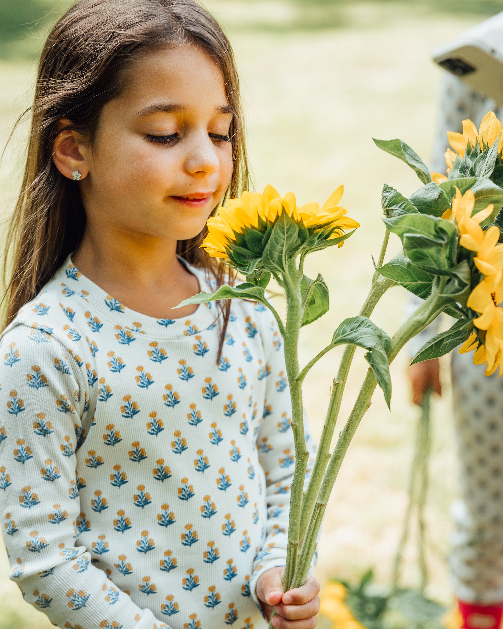The Organic Long Sleeve Rib Set [Marigold Block Floral]